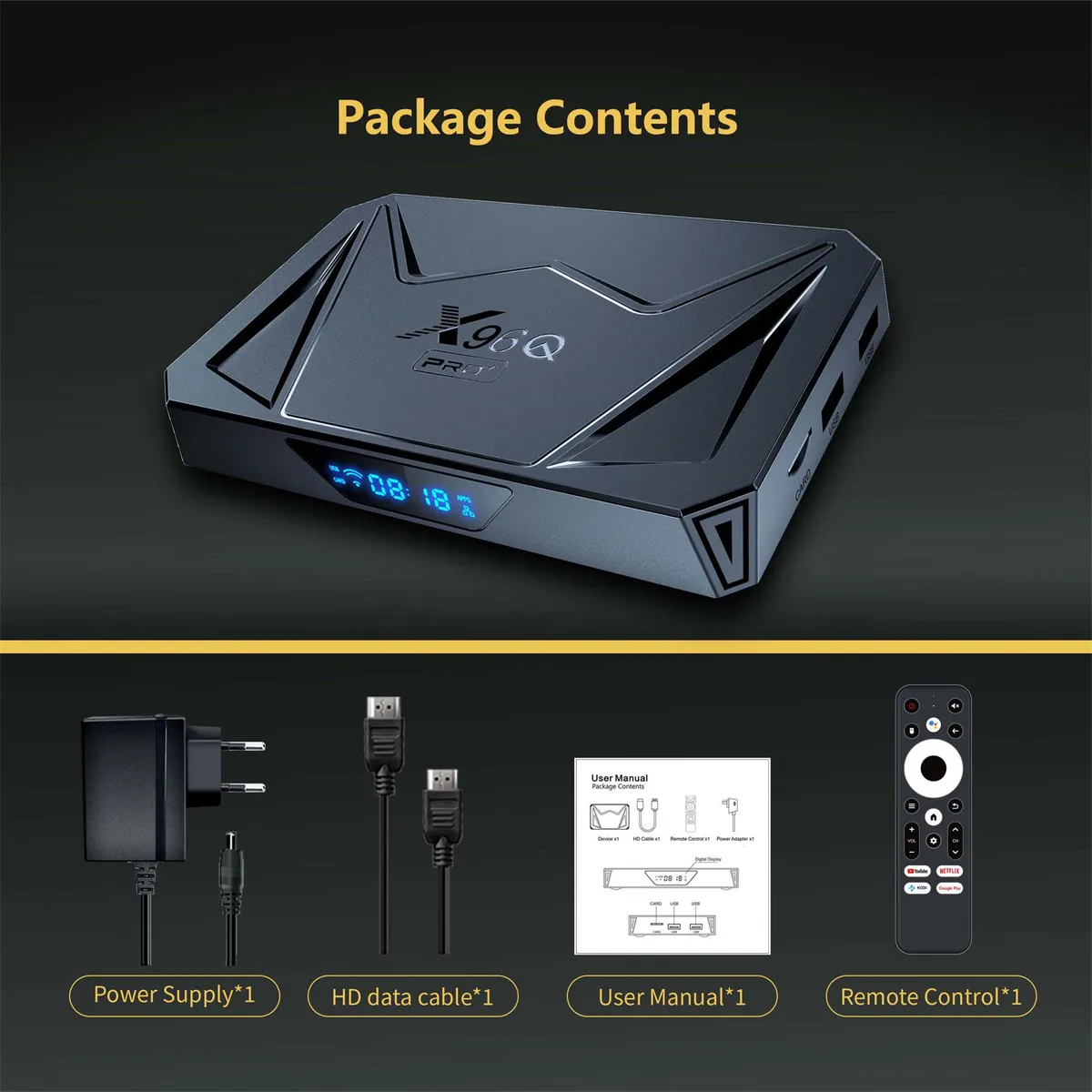 X96QPRO+ 4+64G TV Box Android 14 Allwinner H728 Octa-core 1000M LAN Supporto WiFi6 2.4G/5G e BT5 Lettore multimediale 3D 8K Set Top Box