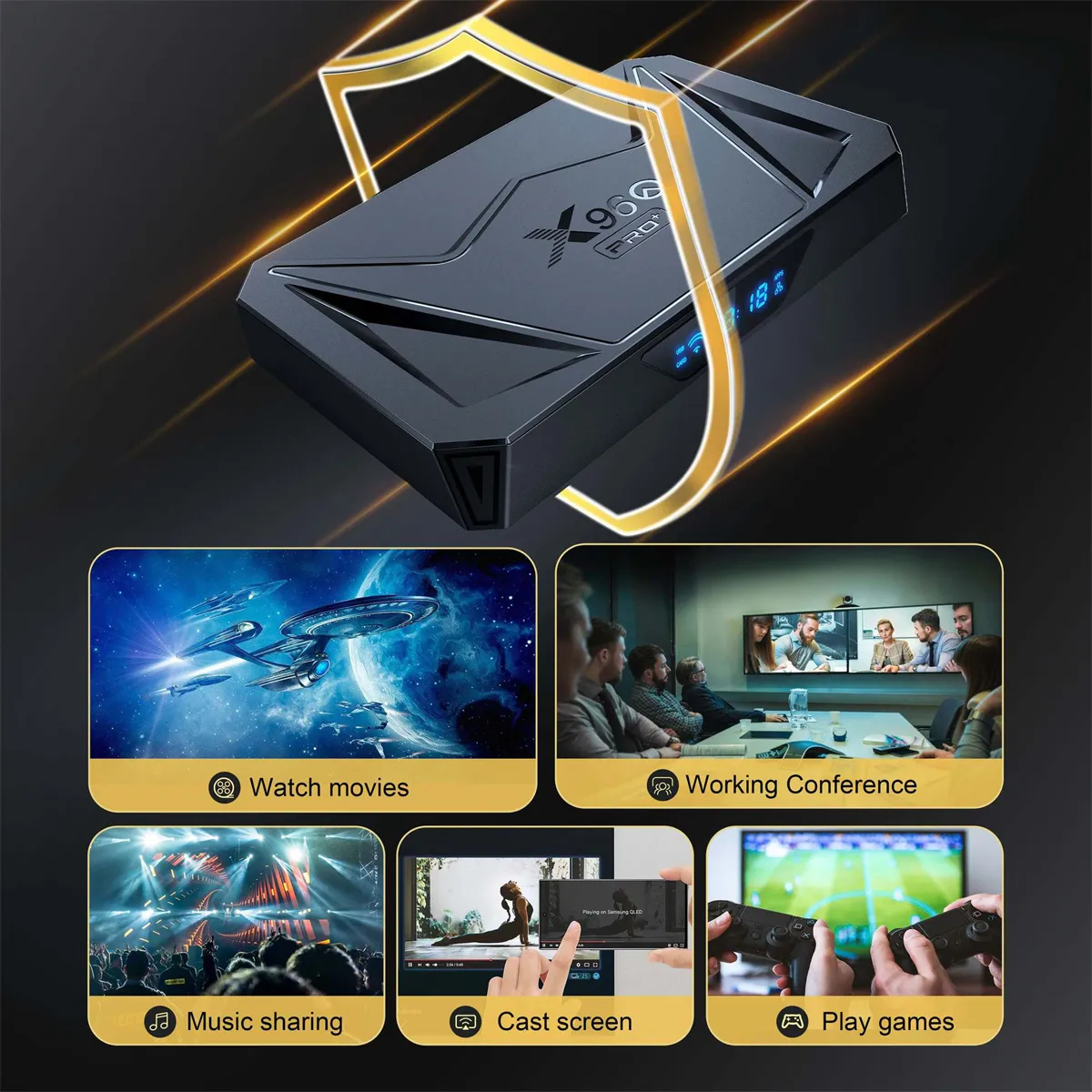 X96QPRO+ 4+64G TV Box Android 14 Allwinner H728 Octa-core 1000M LAN Supporto WiFi6 2.4G/5G e BT5 Lettore multimediale 3D 8K Set Top Box