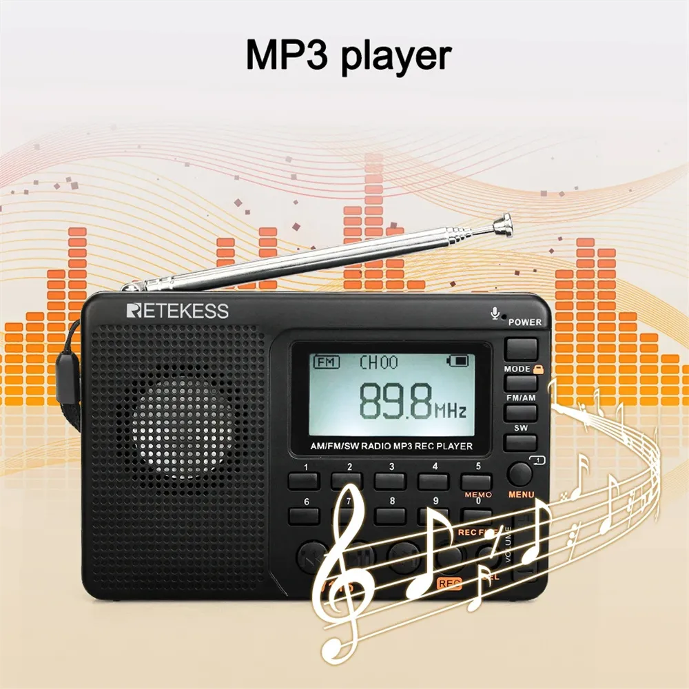 Retekess V115 Radio FM AM SW Portable Radios AM FM Rechargeable Shortwave Radio Battery Powered Full Waves USB Recorder For Gift Retekess V115 Radio FM AM SW Portable Radios AM FM Rechargeable Shortwave Radio Battery Powered Full Waves USB Recorder For Gift