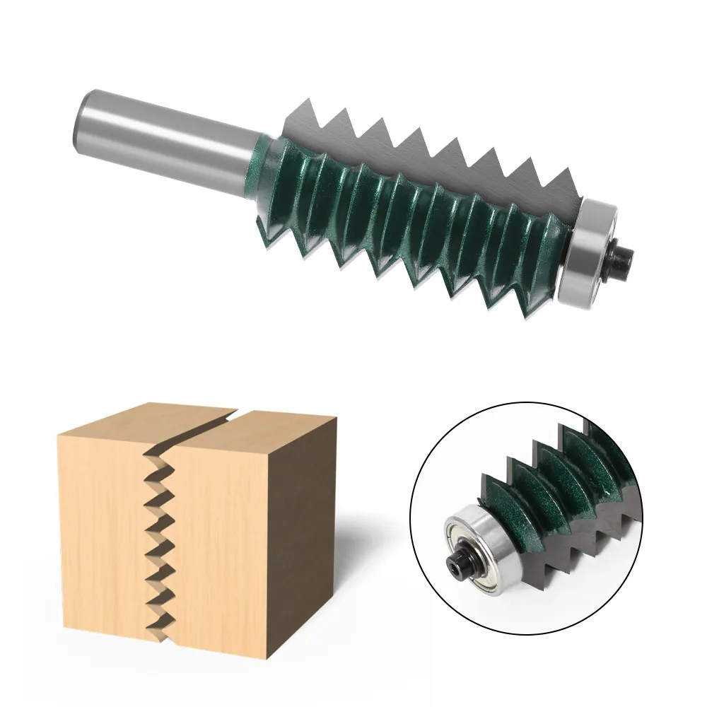 12mm Shank Reversible Finger Glue Joint Router Bit Bearing Finger Joint Router Bit for DIY Door Table Cabinet Shelve Furniture