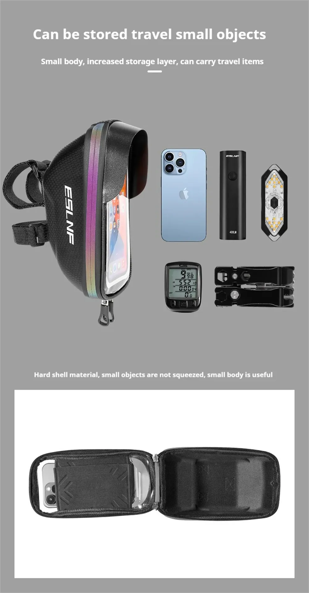 ESLNF Sensitive Touchscreen 8'' Phone Holder Bike Bag Upgraded Sun Visor Hard Shell Waterproof Handlebar Bag Lightweight Large Capacity Cycling Bag ESLNF Sensitive Touchscreen 8'' Phone Holder Bike Bag Upgraded Sun Visor Hard Shell Waterproof Handlebar Bag Lightweight Large Capacity Cycling Bag