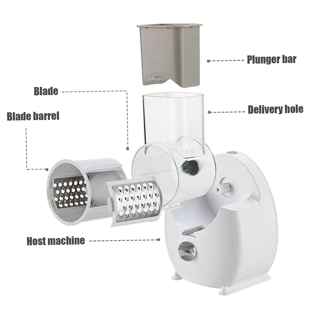 50W Multifunctional Vegetable Cutter Kitchen Drum Electric Vegetable Cutter Vegetable Slicer Potato Grater Electric Cheese Grater