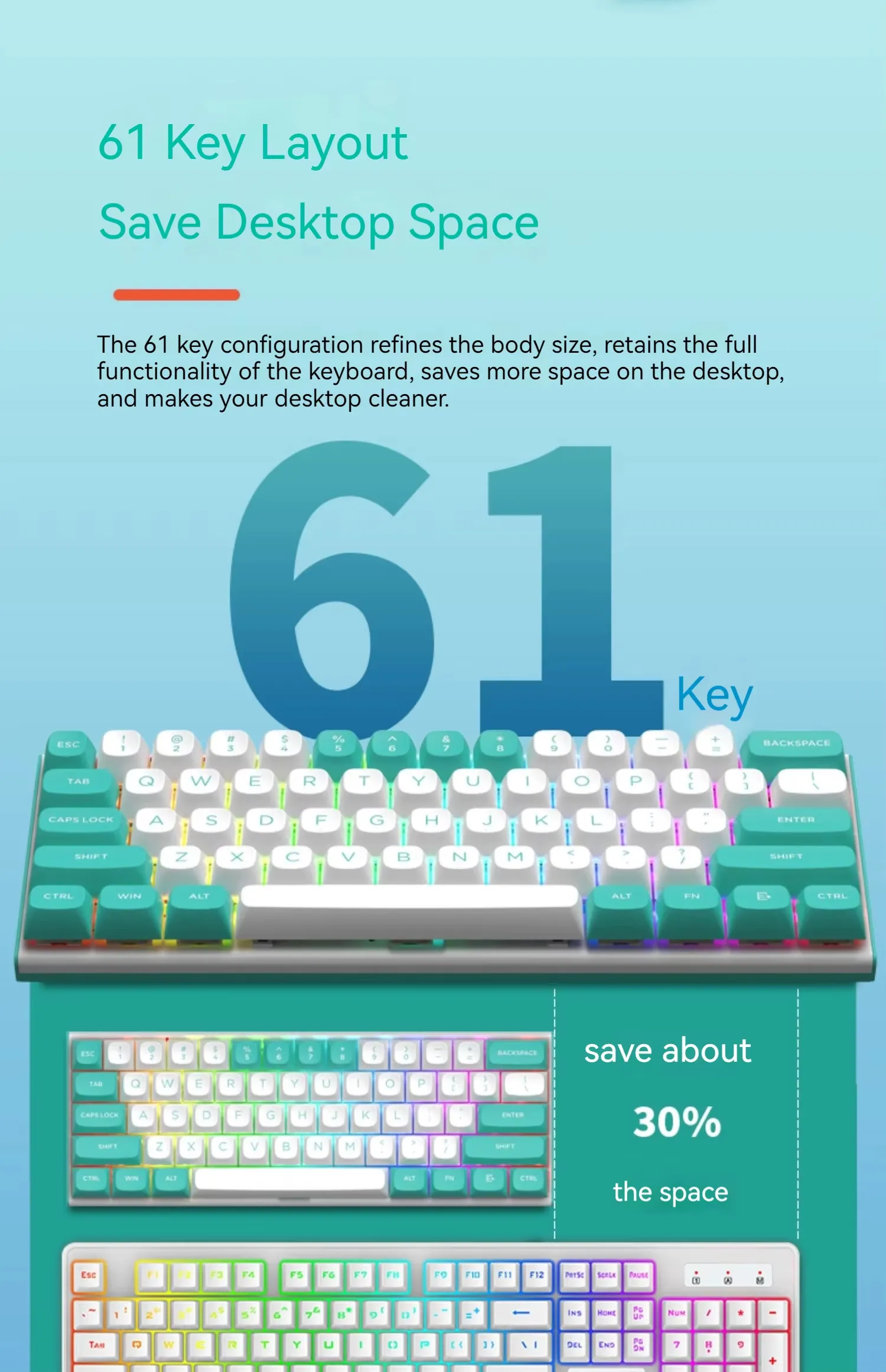 REDRAGON M61 Magnetic Switch Machanical Keyboard 61 Keys Wired RGB 8K Hall Switch NKRO RT USB E-sports PC Gamer Keyboards