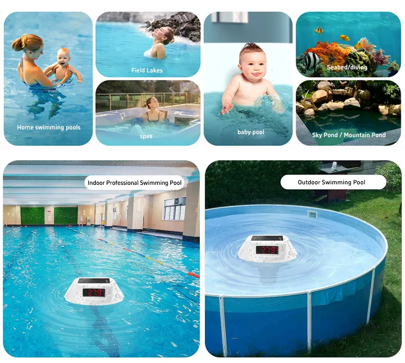 Wireless Solar Powered Pool Thermometer IP68 Waterproof RGB Ambient Light Temperature Display Smart Timer Child Lock 2200mAh Battery Smart Home Automation Solar Energy Savings Device
