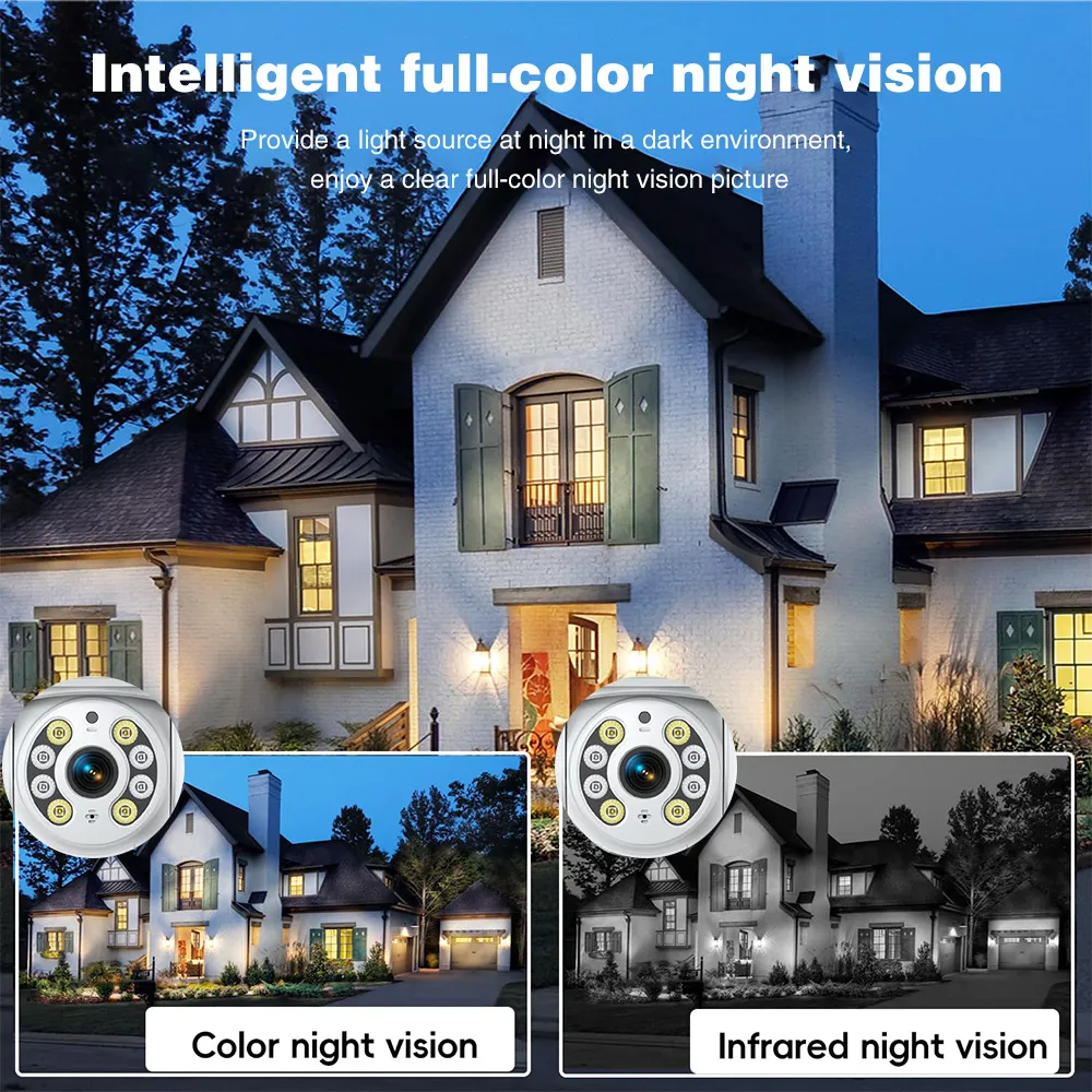 K30 2-Lens WIFI IP Camera 1080P Full Color Outdoor Waterproof Night Vision WiFi Surveillance Camera 1920x1080 360-degree 2MP PTZ Home Security System Camera