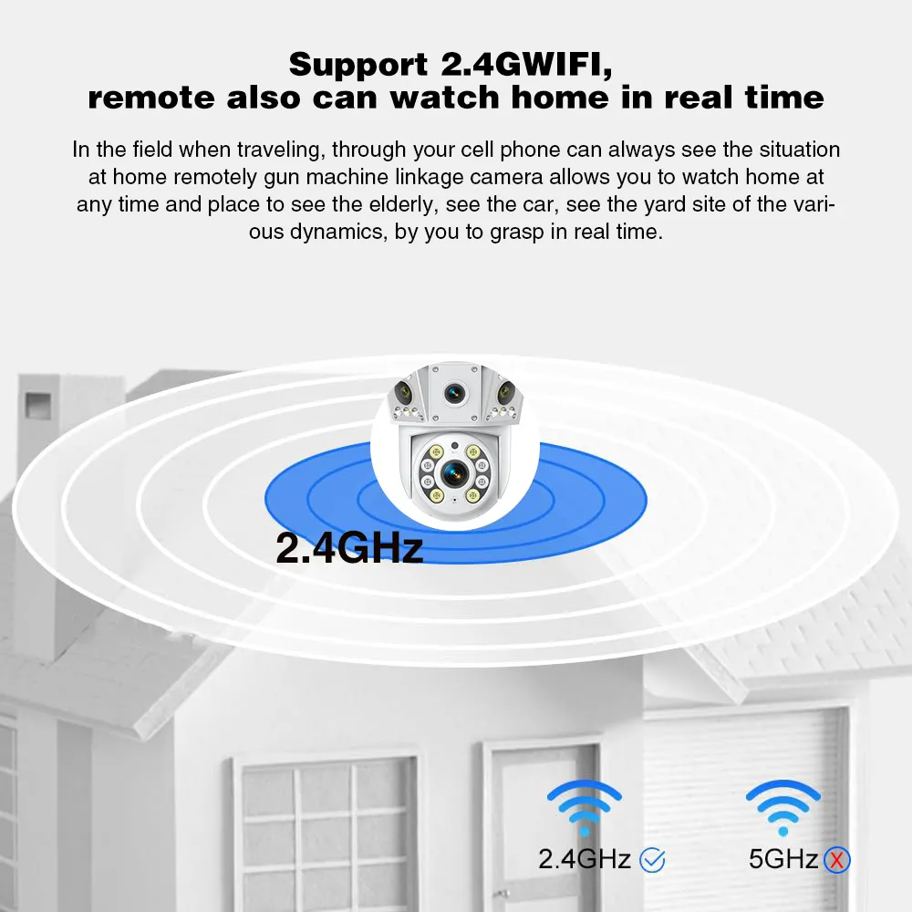 K30 2-Lens WIFI IP Camera 1080P Full Color Outdoor Waterproof Night Vision WiFi Surveillance Camera 1920x1080 360-degree 2MP PTZ Home Security System Camera