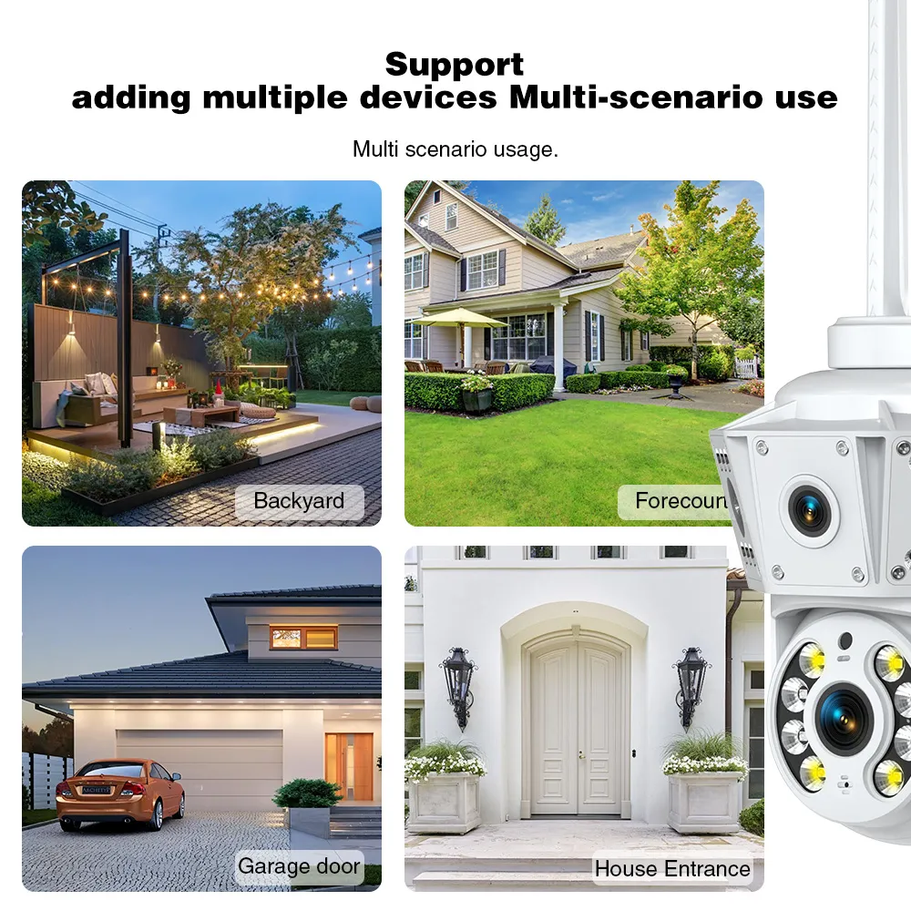 K30 2-Lens WIFI IP Camera 1080P Full Color Outdoor Waterproof Night Vision WiFi Surveillance Camera 1920x1080 360-degree 2MP PTZ Home Security System Camera
