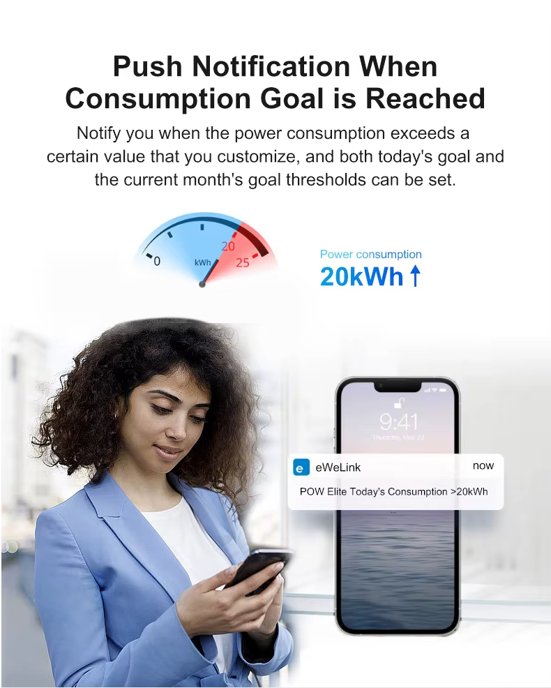 Ewelink WiFi Smart Energy Meter 70A+10A Clamp Sensor Real-Time Monitoring ບັນທຶກຂໍ້ມູນ 6 ເດືອນ Smart Home Automation Power Energy Saving App Voice Control with Alexa Google IFTTT