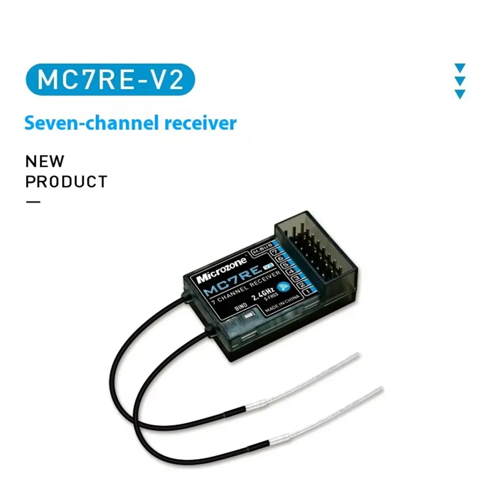 Microzone MC7RE V2 2.4GHz 7CH Dual Antenna PWM SBUS RC Receiver Support Mc6mini Mc7mini Mc8mini Transmitter for RC Airplane Car Boat Vehicle Models