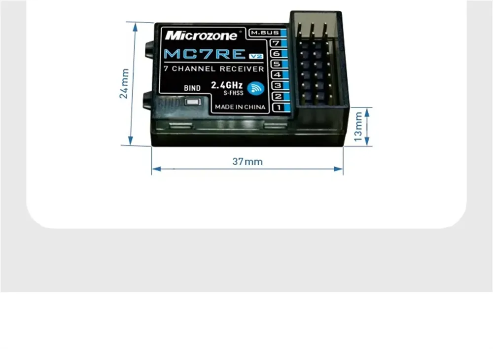 Microzone MC7RE V2 2.4GHz 7CH Dual Antenna PWM SBUS RC Receiver Support Mc6mini Mc7mini Mc8mini Transmitter for RC Airplane Car Boat Vehicle Models