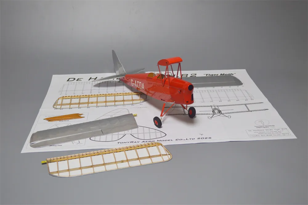 Tony Ray's Aero Model DH.82 Tiger Moth 1/12 750mm Wingspan Balsa Wood Micro RC Airplane KIT Tony Ray's Aero Model DH.82 Tiger Moth 1/12 750mm Wingspan Balsa Wood Micro RC Airplane KIT
