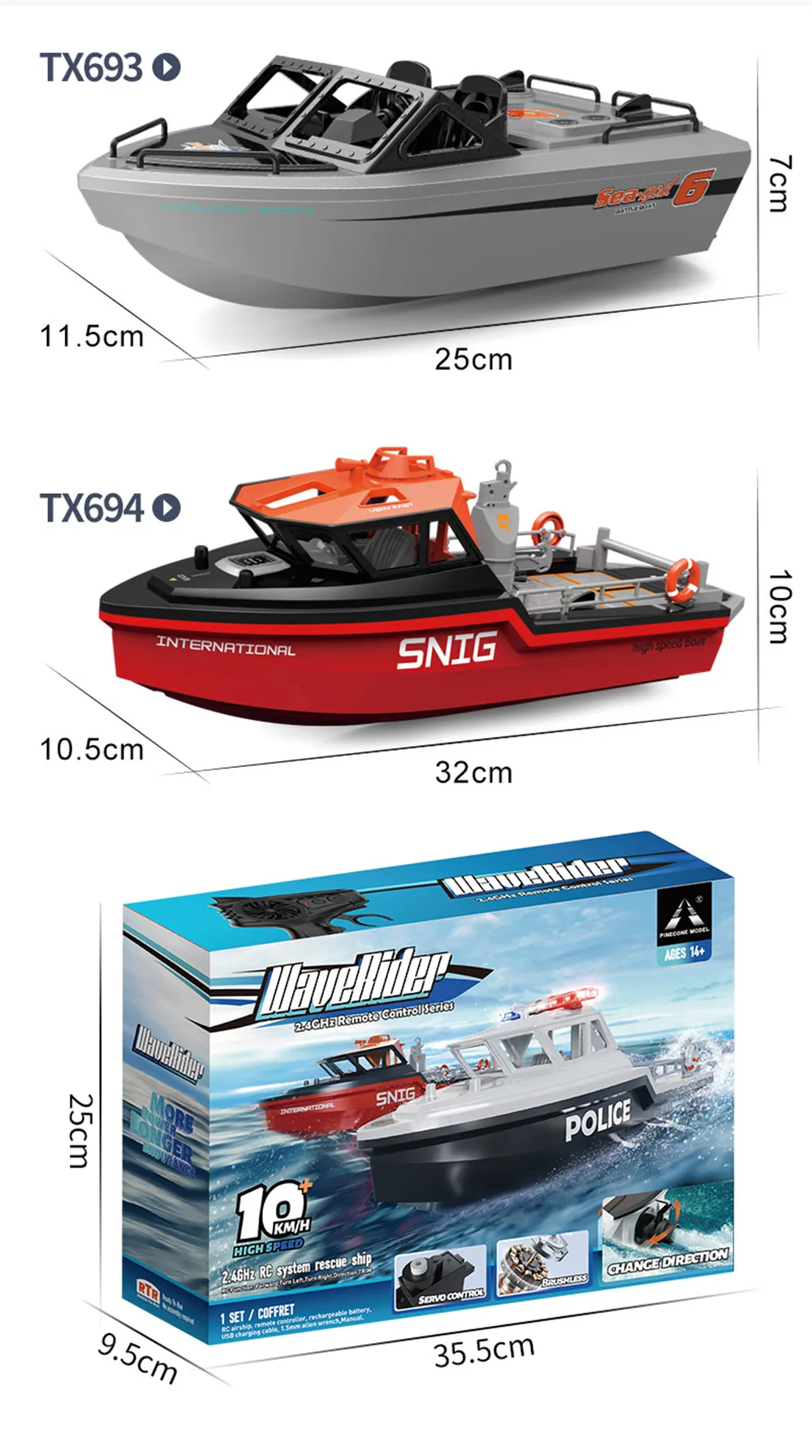 TY XIN TX694 RTR 2.4G Brushless RC Boat Waterproof Rescue Remote Control Ship High Speed Vehicles Models Toys