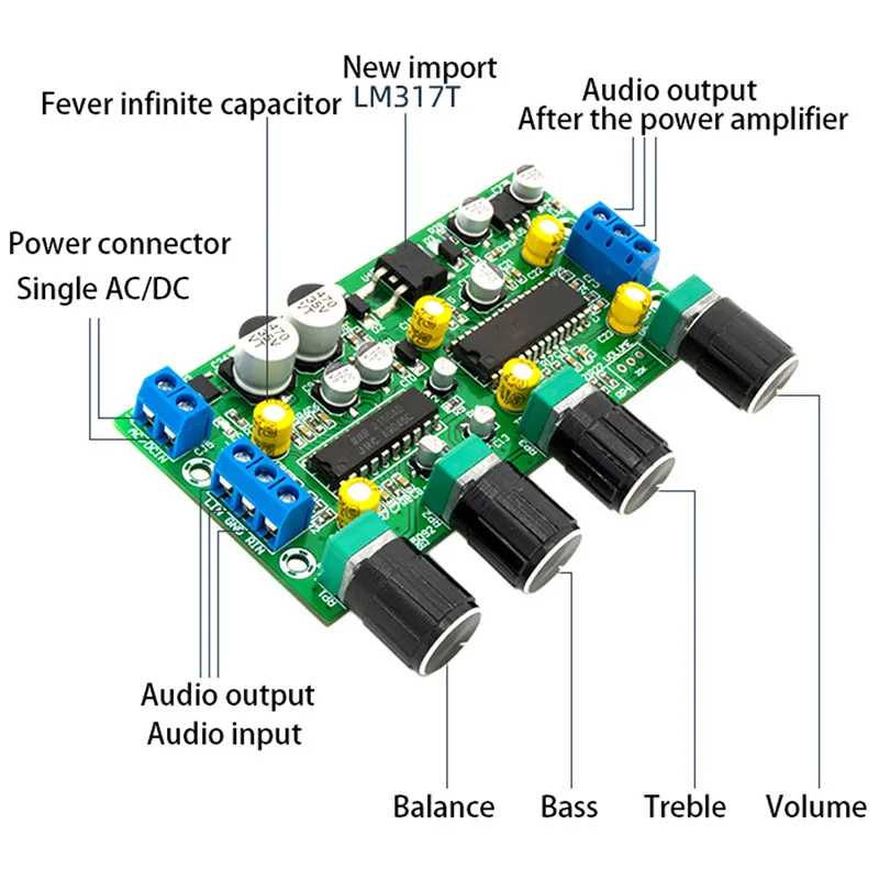 BBE2150+UPC1892T Amplifier Audio Preamplifier Tone Board Balance Treble Bass Preamp with Volume Control EQ Pre Amplifier