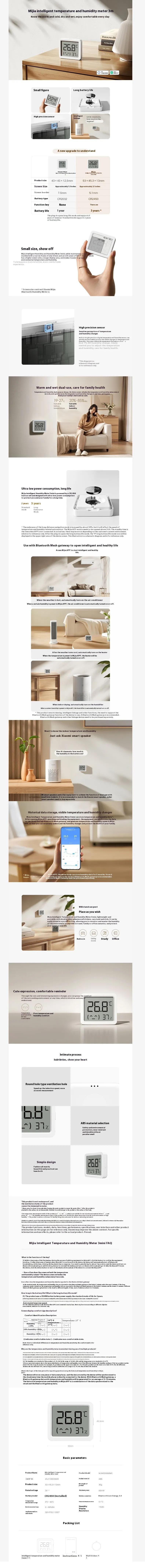 Xiaomi Mijia 3 mini Smart Thermometer and Hygrometer Home Temperature Humidity Sensor High-Precision Sensor