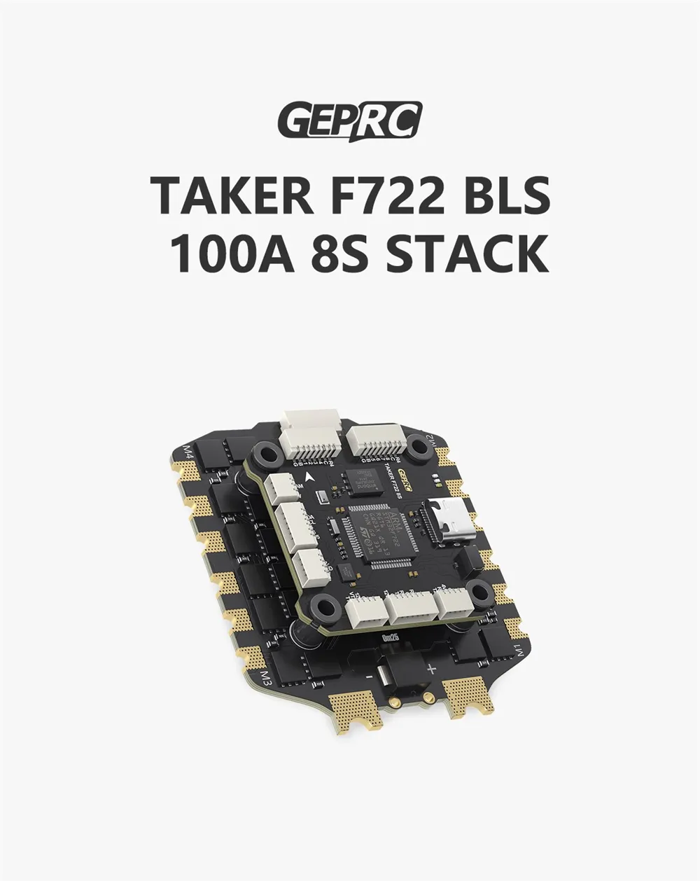 30.5×30.5mm GEPRC TAKER F722 OSD Flight Controller with 5V 12V BEC & 100A BL_S 3-8S 4in1 Brushless Stack for RC FPV Racing Drones