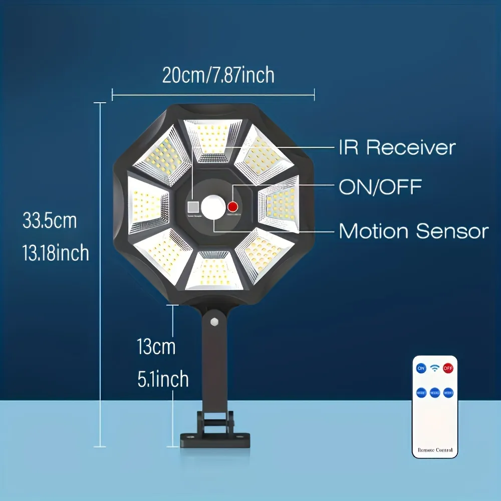 Outdoor Solar Street Light 168LED Solar Wall Light with Motion Sensor for Garden Warehouse and Exterior Wall