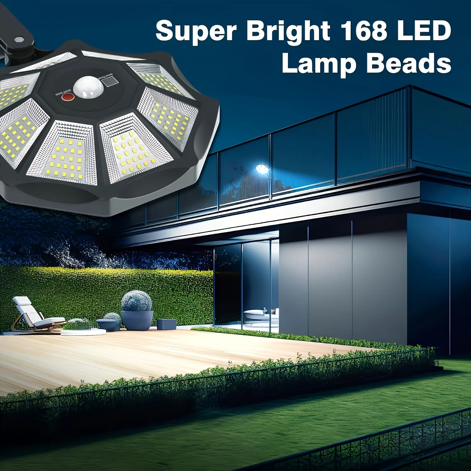 Outdoor Solar Street Light 168LED Solar Wall Light with Motion Sensor for Garden Warehouse and Exterior Wall