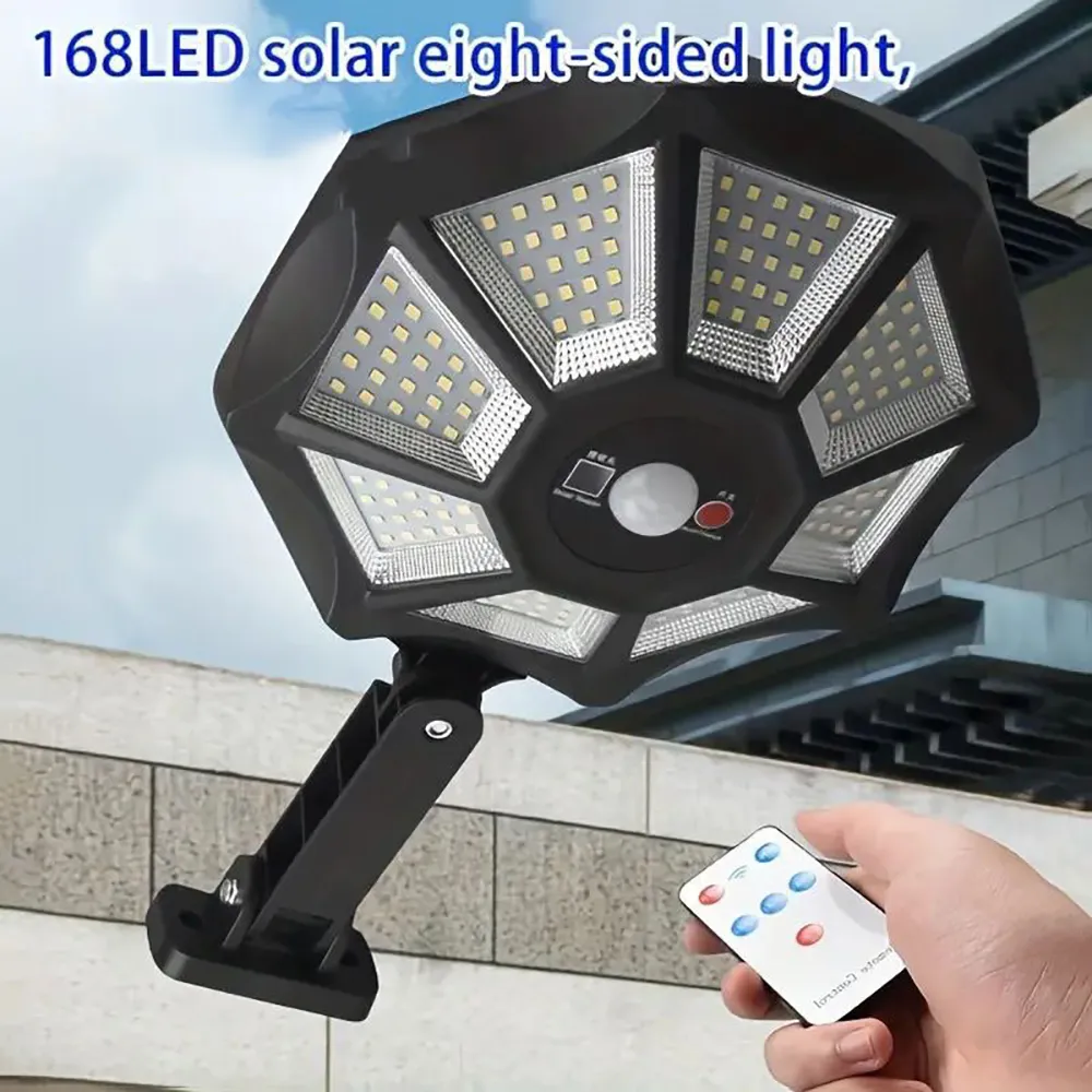 Outdoor Solar Street Light 168LED Solar Wall Light with Motion Sensor for Garden Warehouse and Exterior Wall