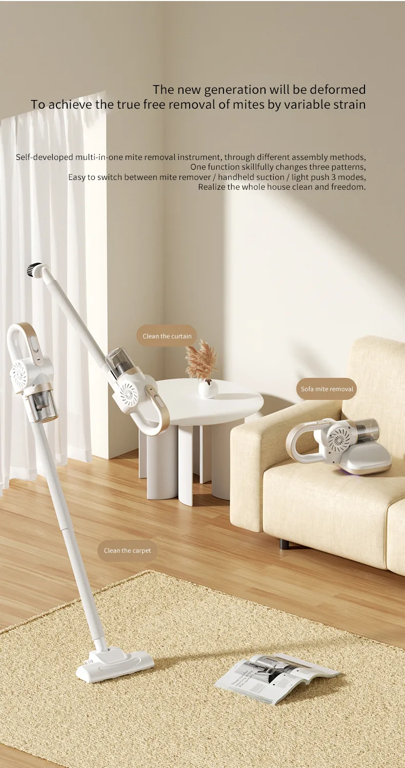 4-in-1 Handheld Dust Mite Remover 8500Pa Cordless Vacuum Cleaner Home Bed Ultraviolet Disinfection Machine Dust And Mop All-In-One Machine