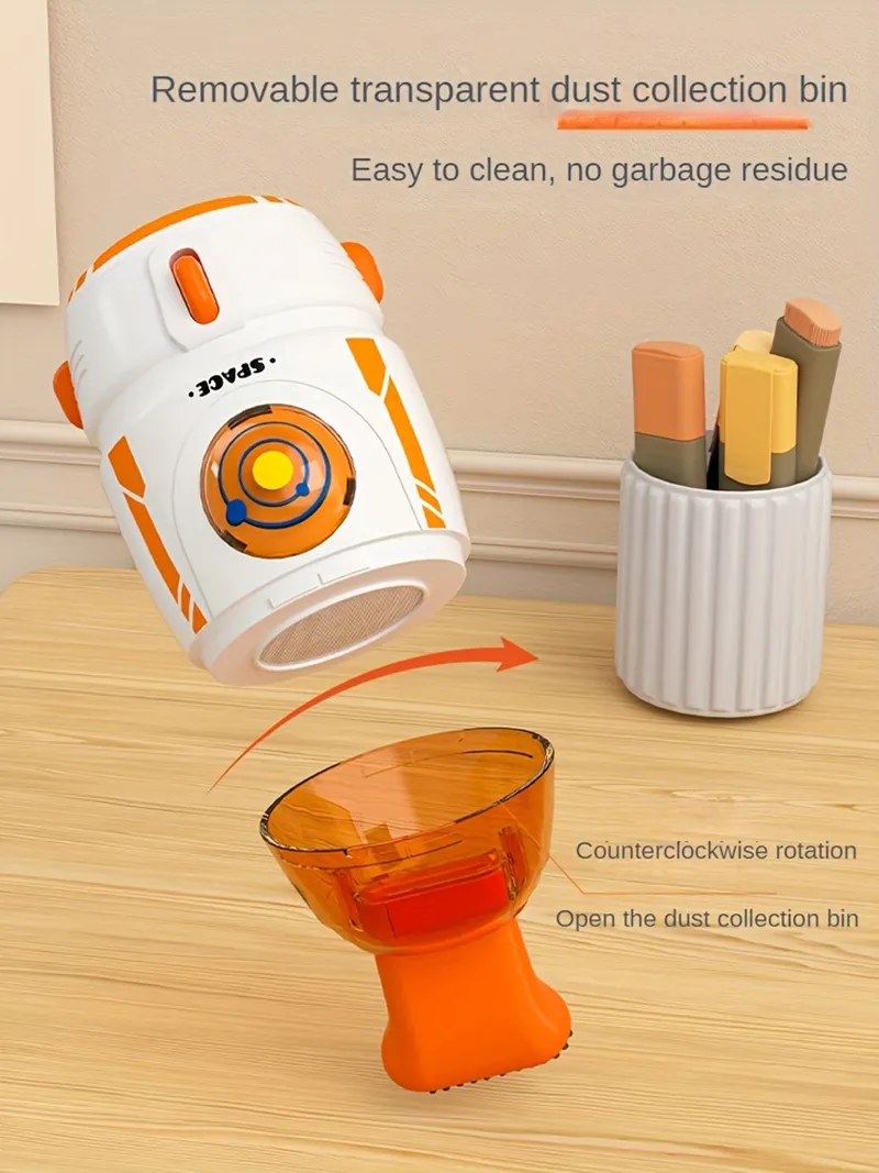 600pa Creative Mini Desktop Vacuum Cleaner Rocket Space Capsule Portable Handheld Cleaner USB Rechargeable for Desk Soft Car Cleaning
