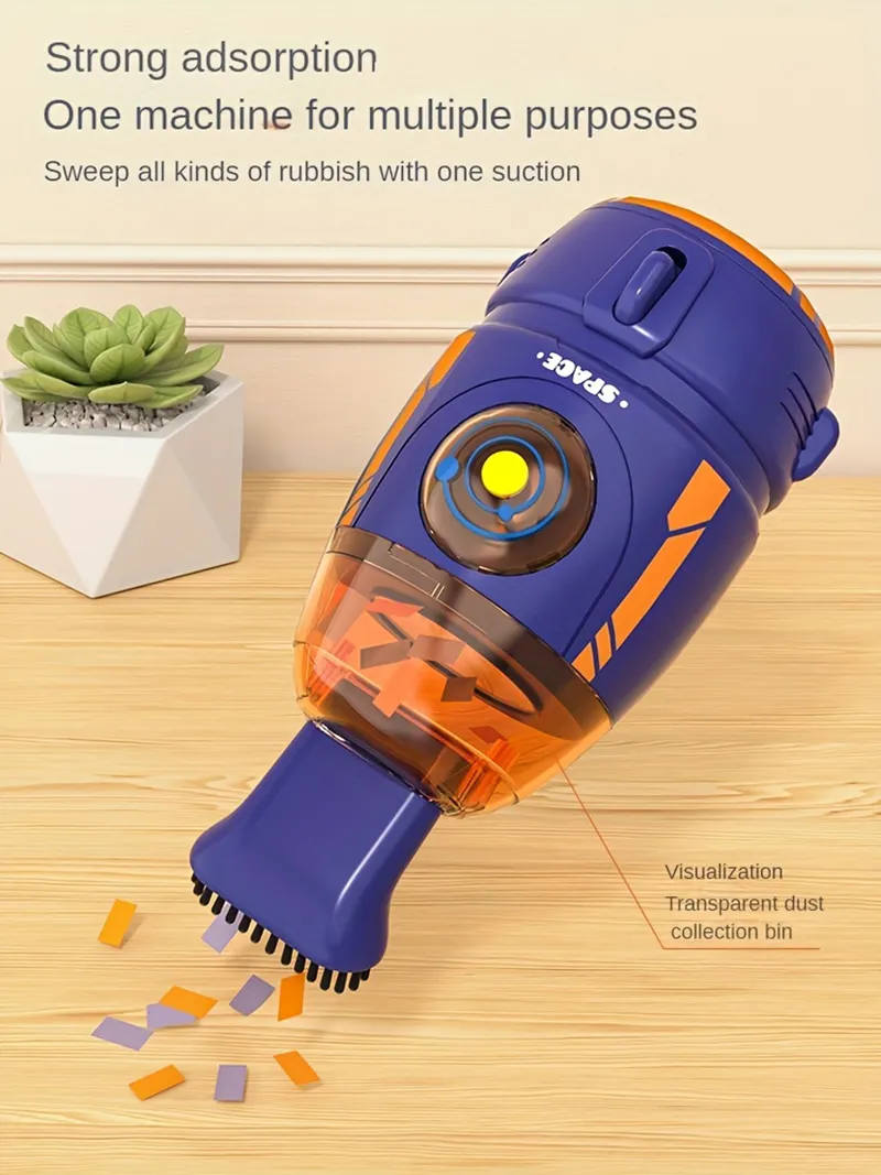 600pa Creative Mini Desktop Vacuum Cleaner Rocket Space Capsule Portable Handheld Cleaner USB Rechargeable for Desk Soft Car Cleaning