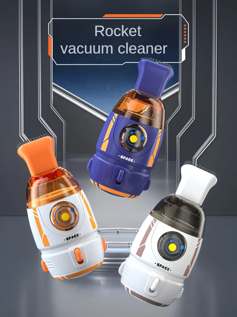600pa Creative Mini Desktop Vacuum Cleaner Rocket Space Capsule Portable Handheld Cleaner USB Rechargeable for Desk Soft Car Cleaning