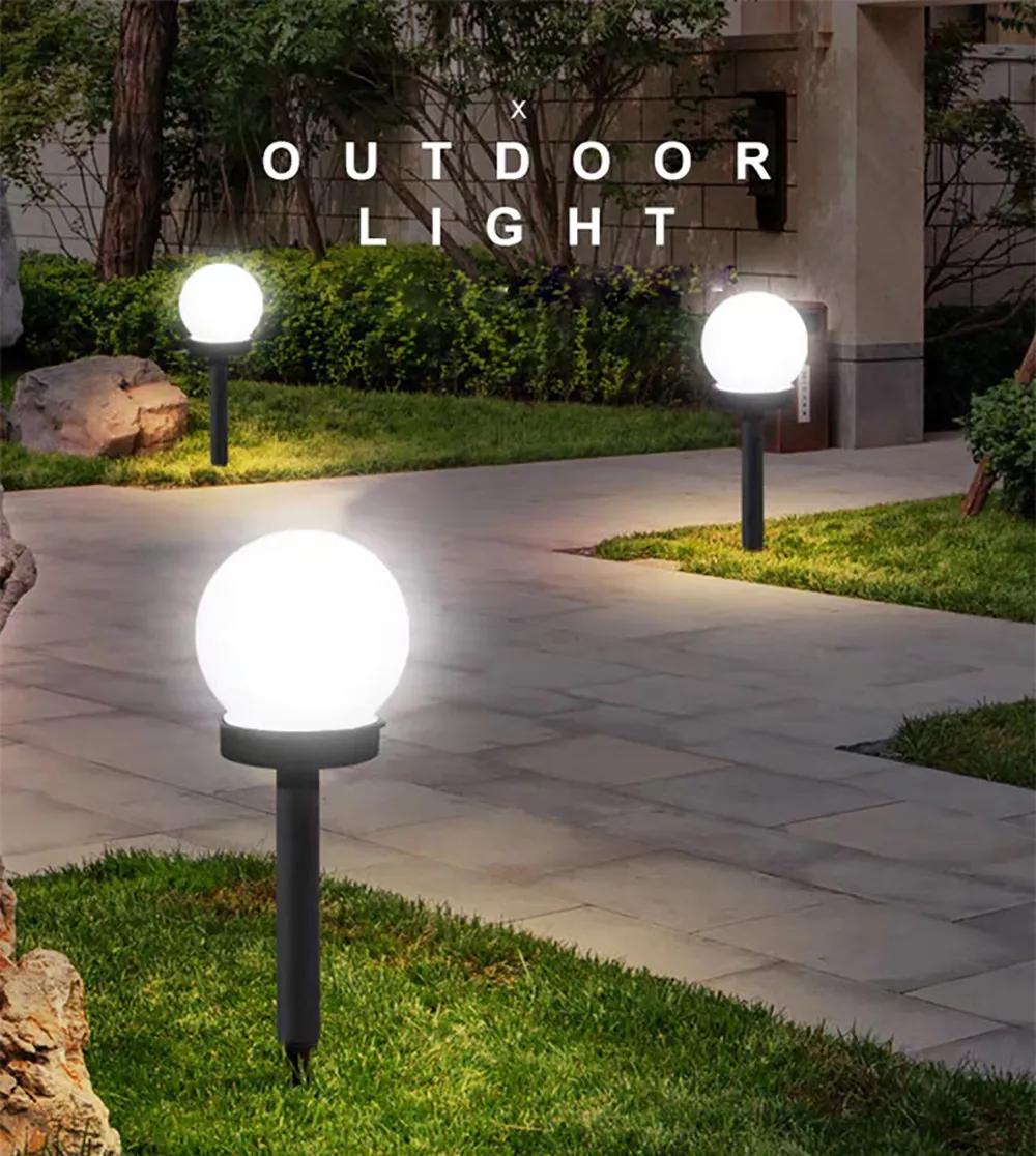 2PCS Solar Lawn Light Round Ball LED Lawn Light Courtyard Garden Park Outdoor Solar Lawn Light IP65 Waterproof