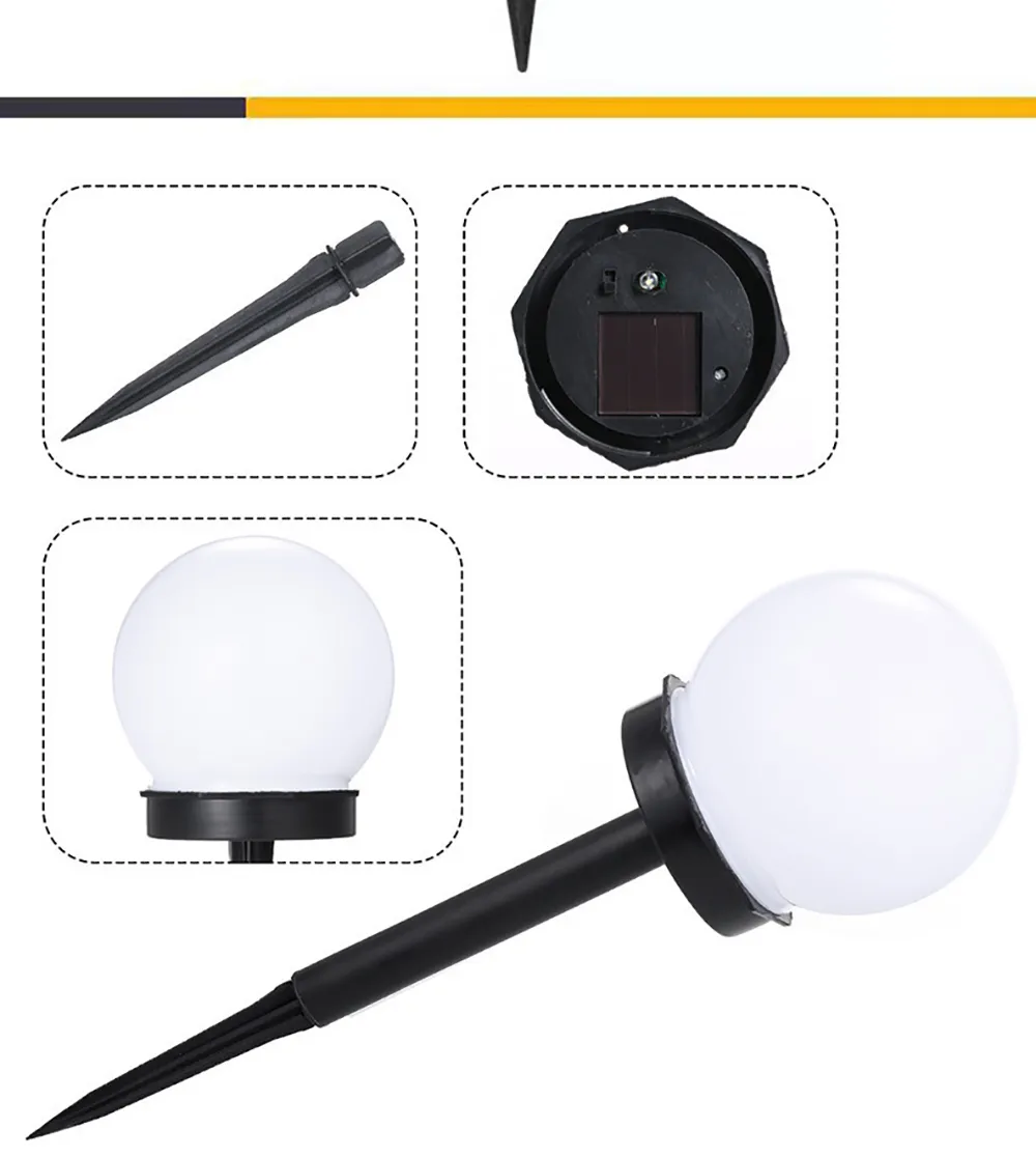 2PCS Solar Lawn Light Round Ball LED Lawn Light Courtyard Garden Park Outdoor Solar Lawn Light IP65 Waterproof