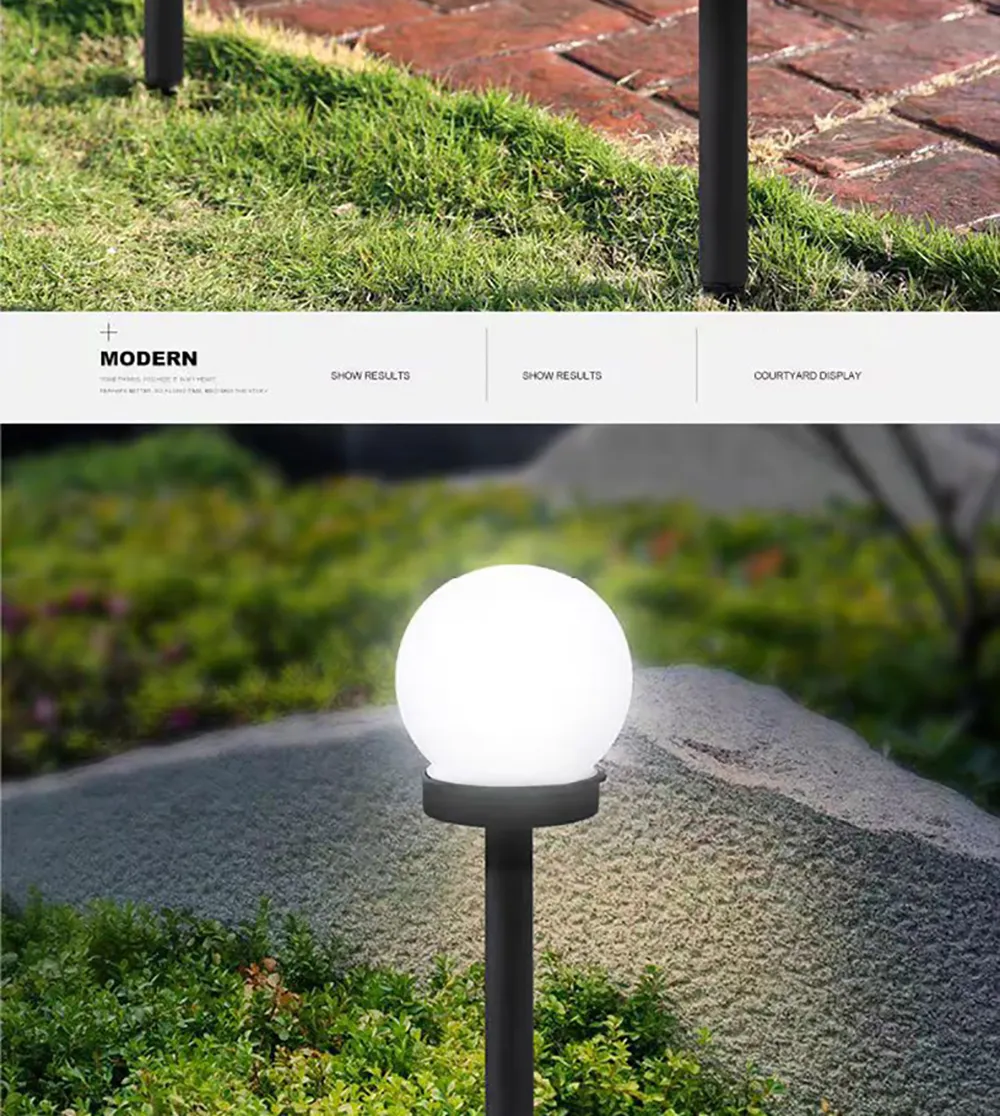 2PCS Solar Lawn Light Round Ball LED Lawn Light Courtyard Garden Park Outdoor Solar Lawn Light IP65 Waterproof