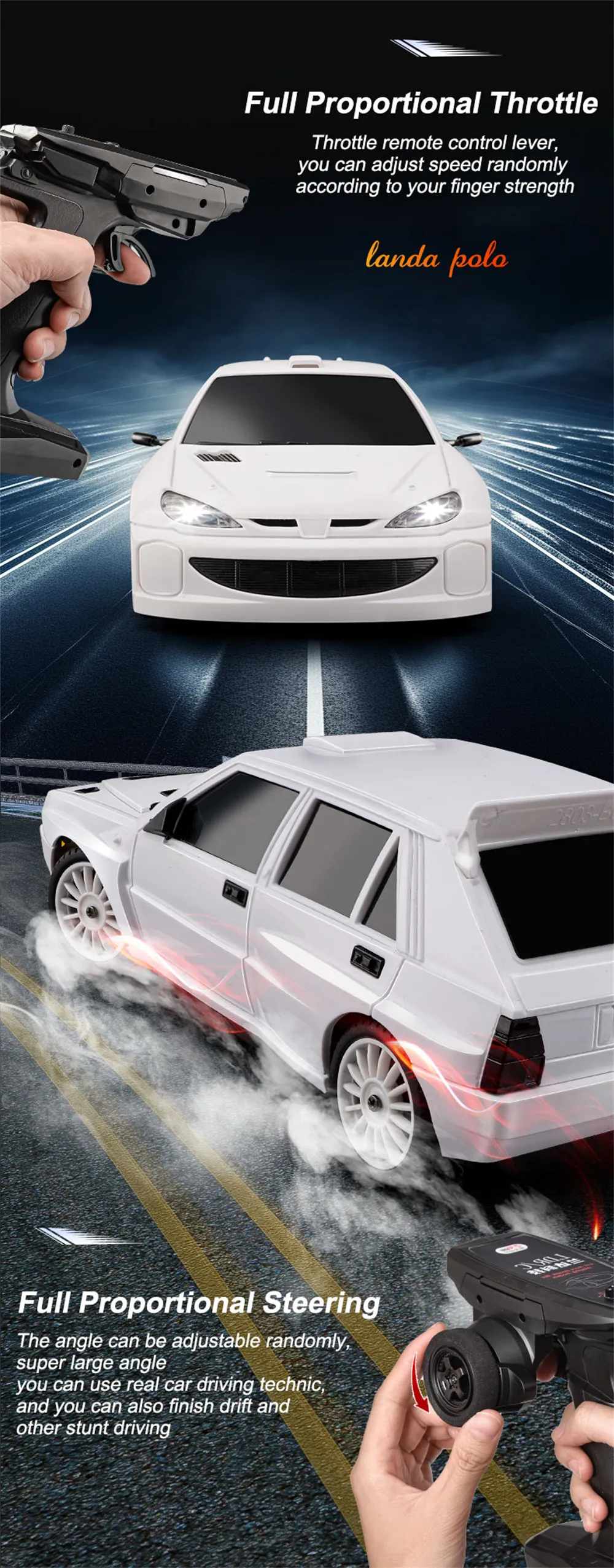 LDRC 2802 7.4V 2s Battery 206 RTR 1/28 2.4G 4WD RC Car Drift LED Light On-Road Full Proportional Racing Vehicles Models Toys