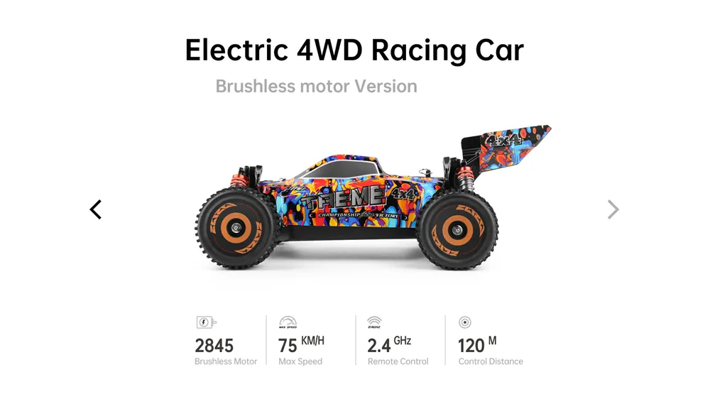 Wltoys 184016 1/18 2,4G 4WD Brushless RC Auto High Speed Racing Off-Road 75km/h Fahrzeugmodelle RTR