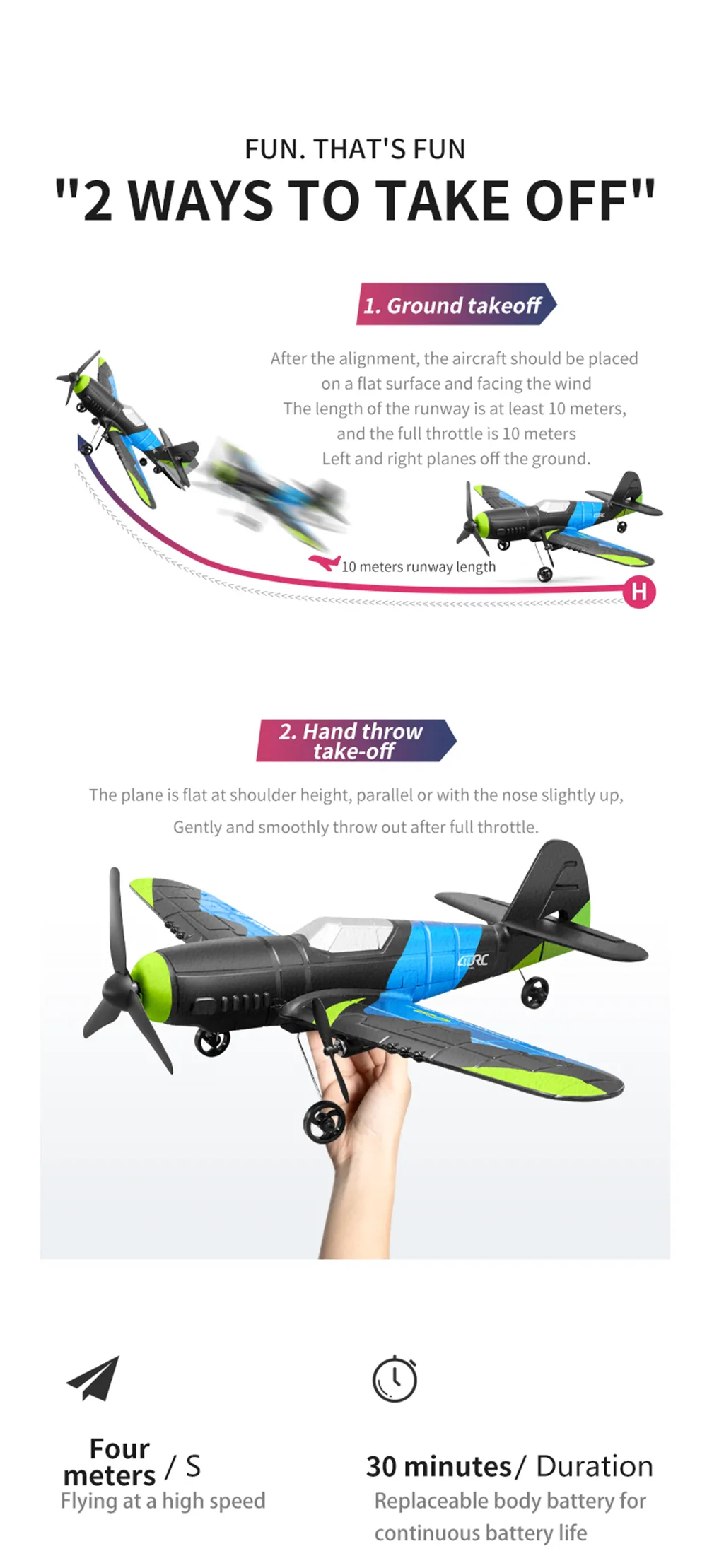 4DRC G8 2.4GHz 2CH 320mm Wingspan EPP 6-axis Gyroscope Dual-Motor Fighter RC Airplane RTF