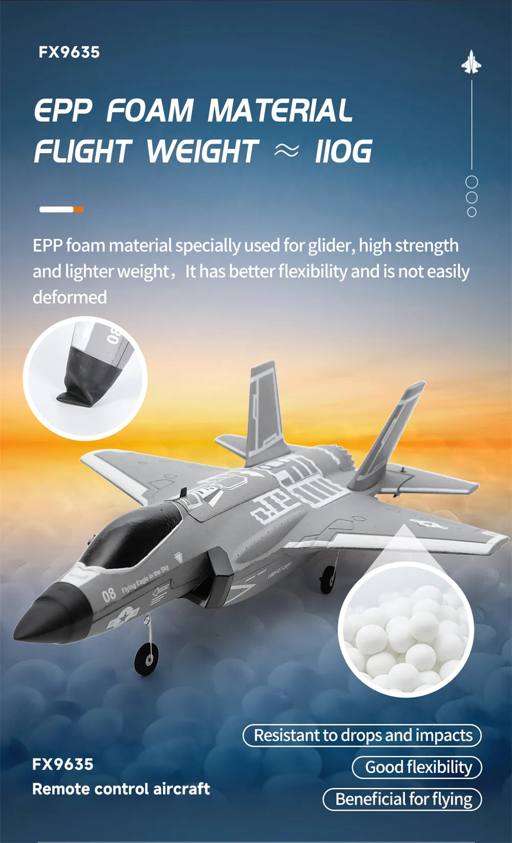 FX9635 F35 2.4GHz 4CH 330mm Wingspan EPP 6-axis Gyroscope Brushless Ducted Fan RC Airplane RTF for Beginner