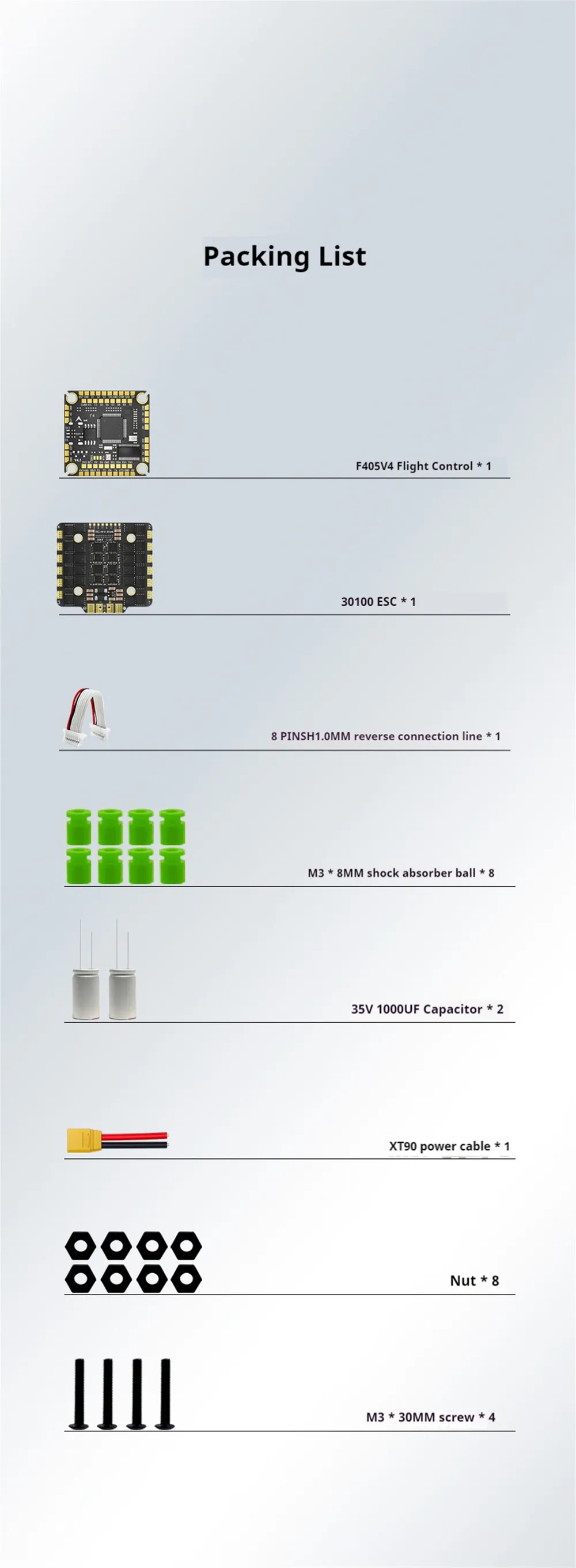 30.5mm x 30.5mm Aocoda-RC F4100 V4 AM32 Stack Build-in F405 V4 Flight Controller & 100A 3-8S ESC for FPV Racing Drone