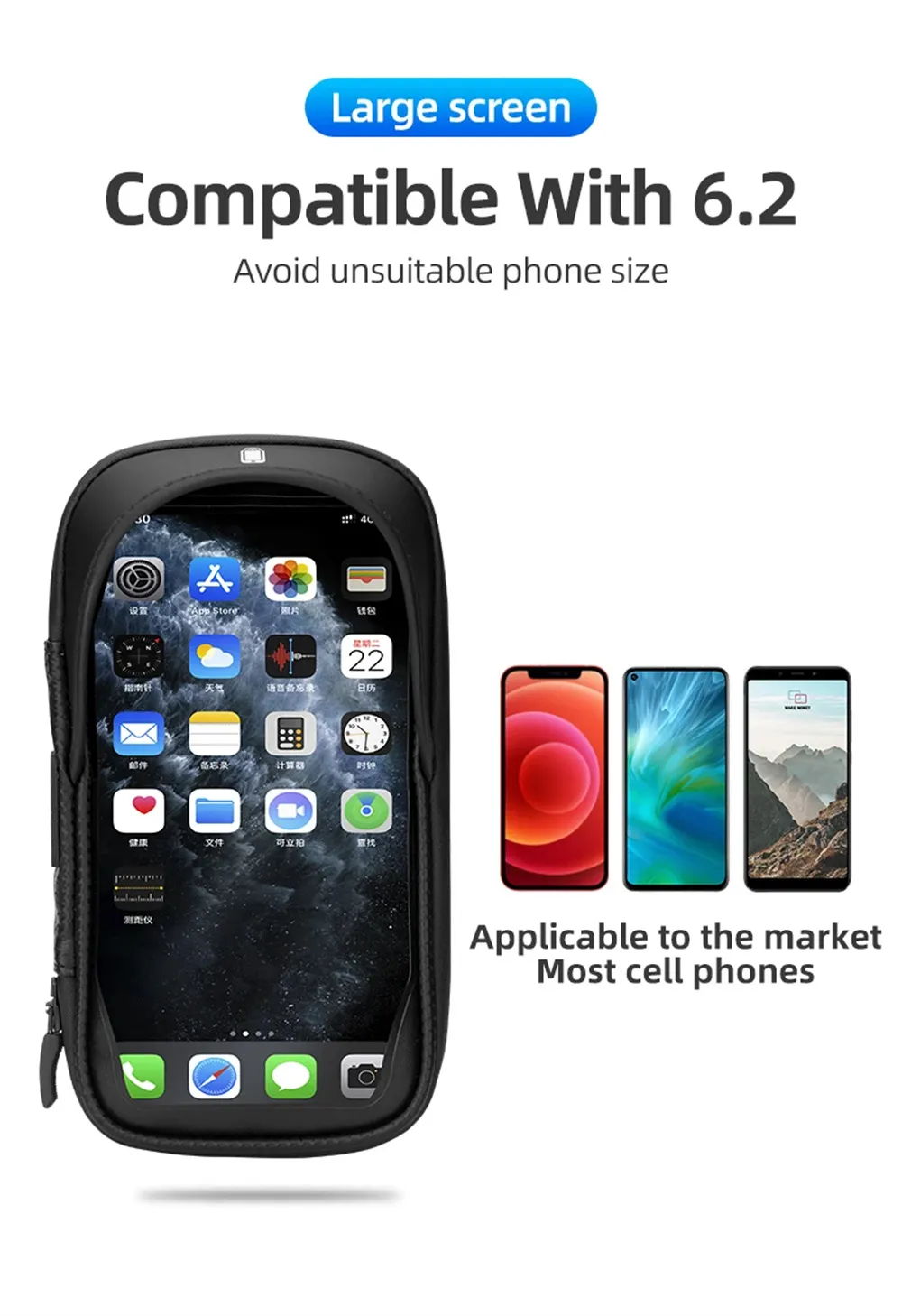 ROCKBROS B17-7 6.2'' Portable Touch Screen Phone Holder Bicycle Bag 360° Adjustable Waterproof Bike Front Frame Bag ROCKBROS B17-7 6.2'' Portable Touch Screen Phone Holder Bicycle Bag 360° Adjustable Waterproof Bike Front Frame Bag