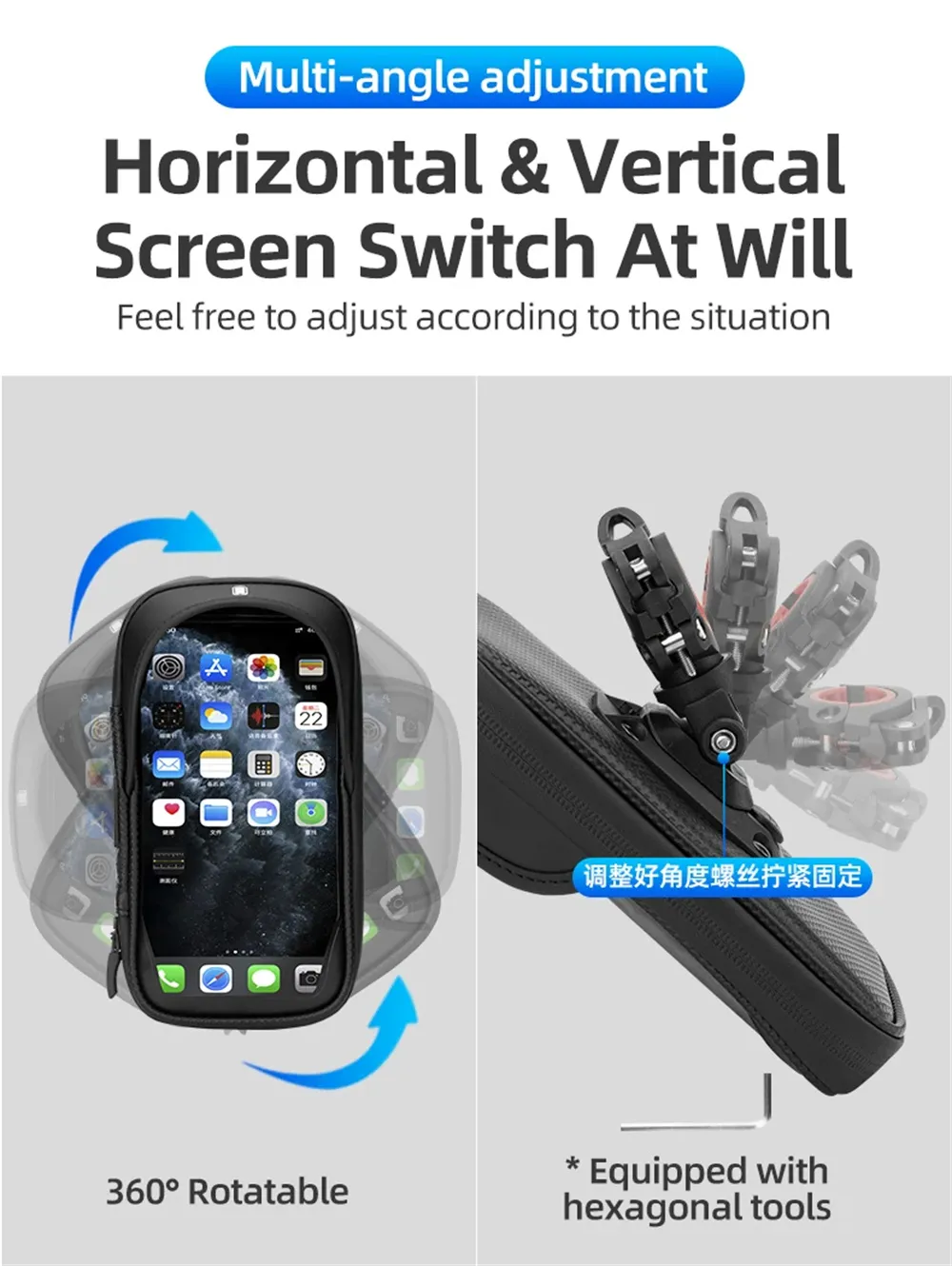 ROCKBROS B17-7 6.2'' Portable Touch Screen Phone Holder Bicycle Bag 360° Adjustable Waterproof Bike Front Frame Bag ROCKBROS B17-7 6.2'' Portable Touch Screen Phone Holder Bicycle Bag 360° Adjustable Waterproof Bike Front Frame Bag