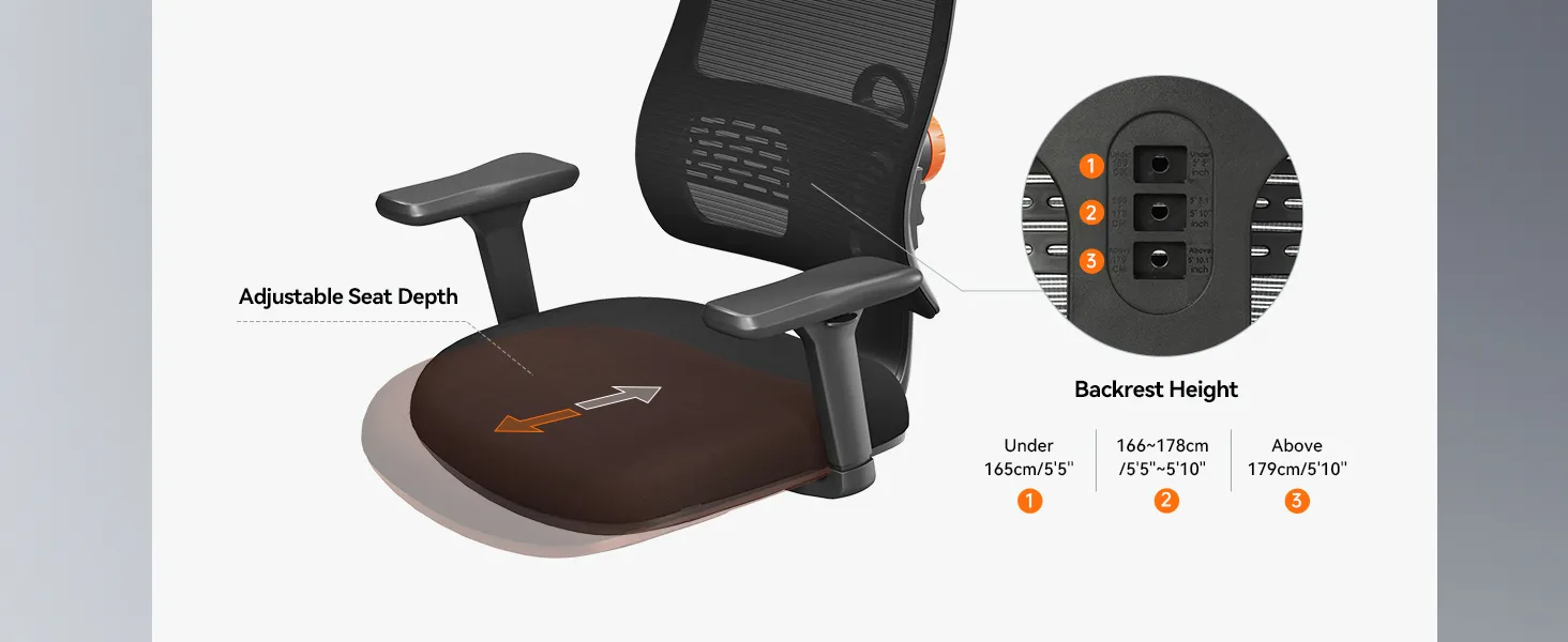 NEWTRAL MAGICH003 High Back Ergonomic Chair Auto-Following Backrest Adjustable Headrest Seat Depth Adaptive Lower Back Support 100-300 lbs Height Capacity
