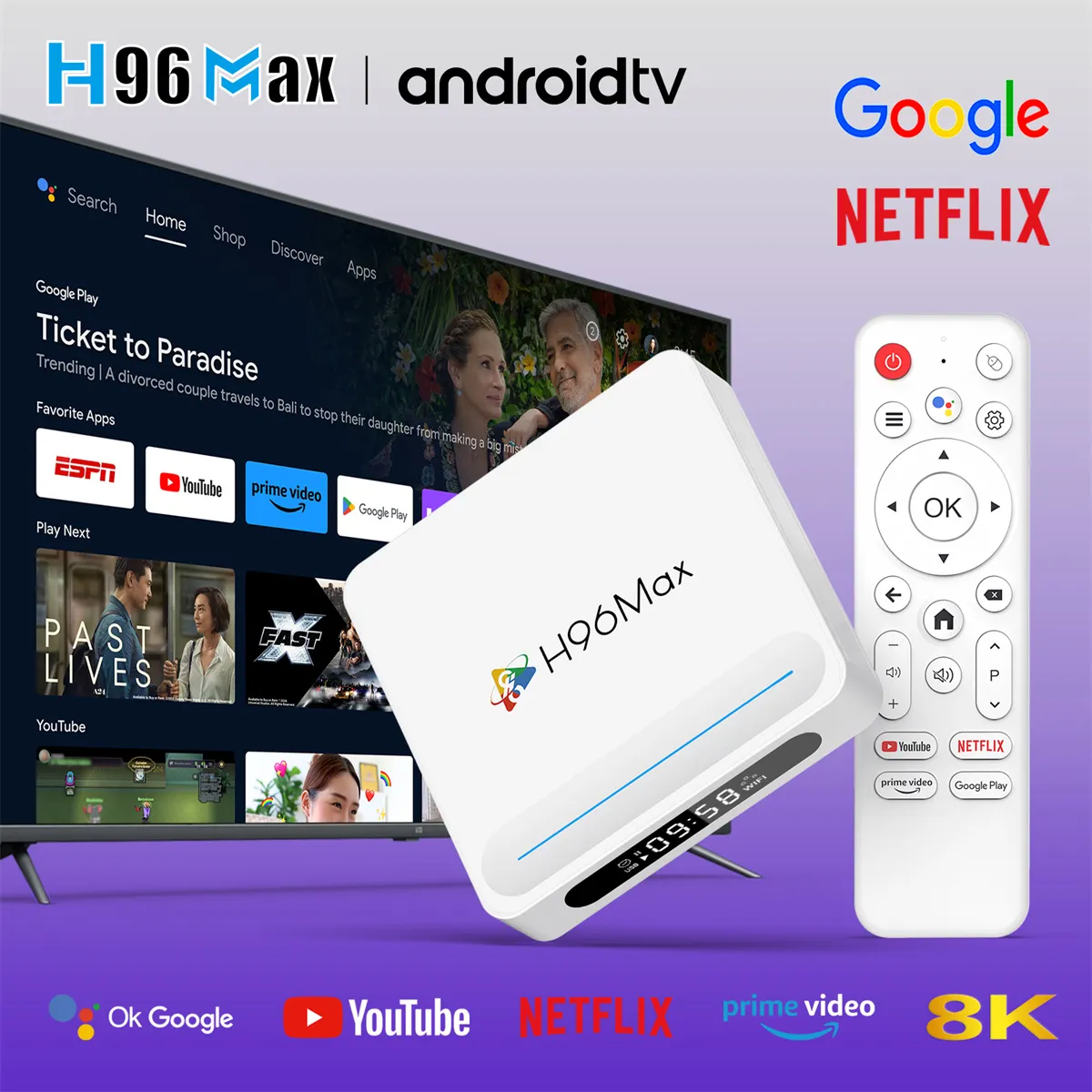 H96MAX H618 Plus 4+32G Android 14 TV Box 8K Ultra HD Smart Streaming Media Player Allwinner H618 Quad-Core WiFi 6 Bluetooth 5.4 Google Assistance Set Top Box