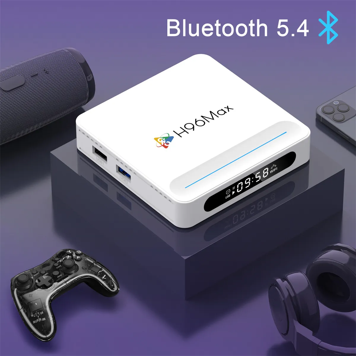 H96MAX H618 Plus 4+32G Android 14 TV Box 8K Ultra HD Smart Streaming Media Player Allwinner H618 Quad-Core WiFi 6 Bluetooth 5.4 Google Assistance Set Top Box
