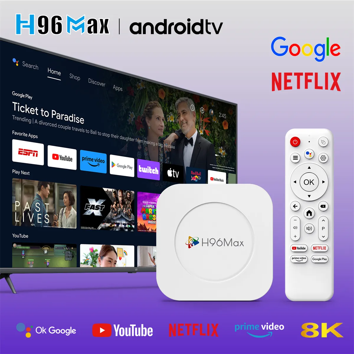 H96MAX M1 Plus 4+32G RK3528 Android 14 TV Box 3D 8K Ultra HD Smart Streaming Media Player WiFi 6 Bluetooth 5.4 Voice Assistant Set Top Box
