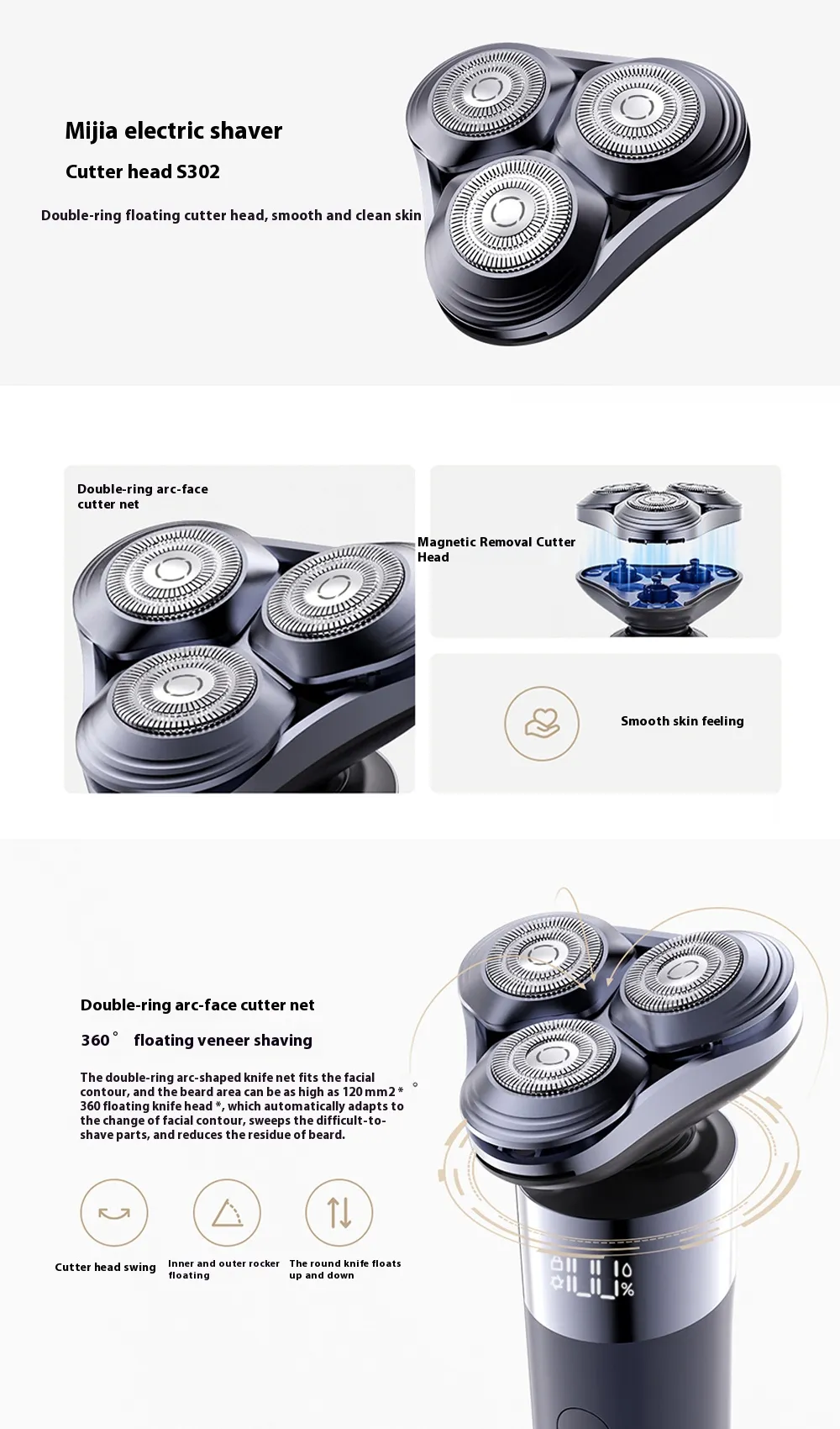 XIAOMI Electric Shaver Head For XIAOMI Mijia Electric Shaver S302 XIAOMI Electric Shaver Head For XIAOMI Mijia Electric Shaver S302