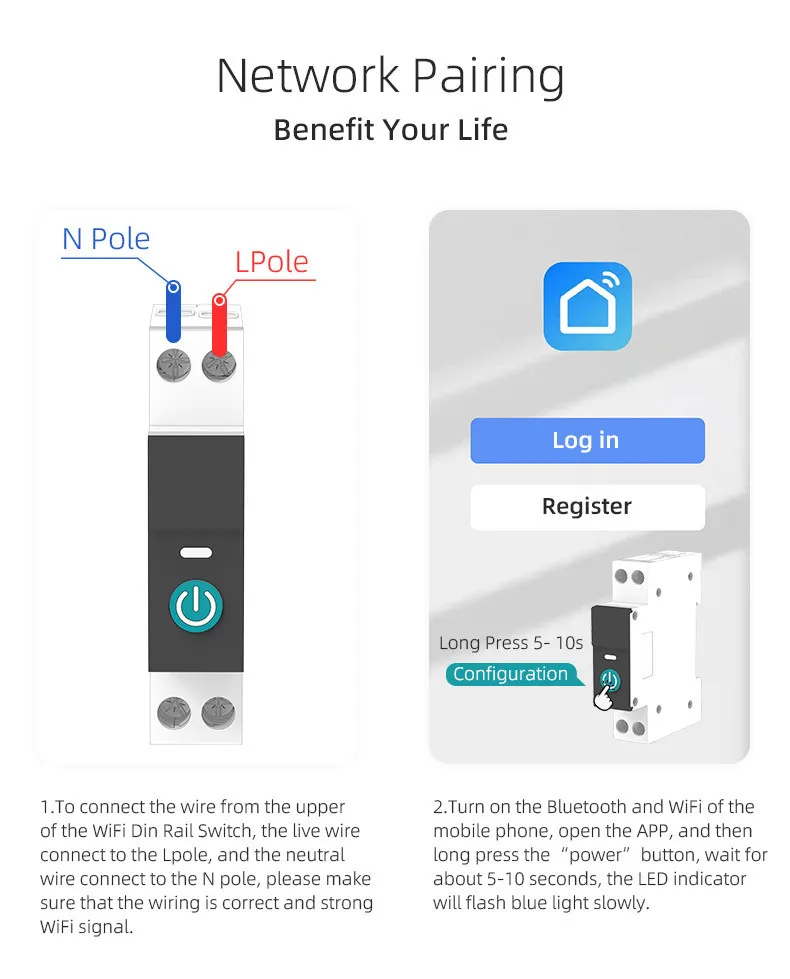 Tongou Tuya WiFi Smart Circuit Breaker Switch with Metering 32A-63A 90V-240V Remote Voice Control with App Timer Modes Smart Home Automation Tongou Tuya WiFi Smart Circuit Breaker Switch with Metering 32A-63A 90V-240V Remote Voice Control with App Timer Modes Smart Home Automation