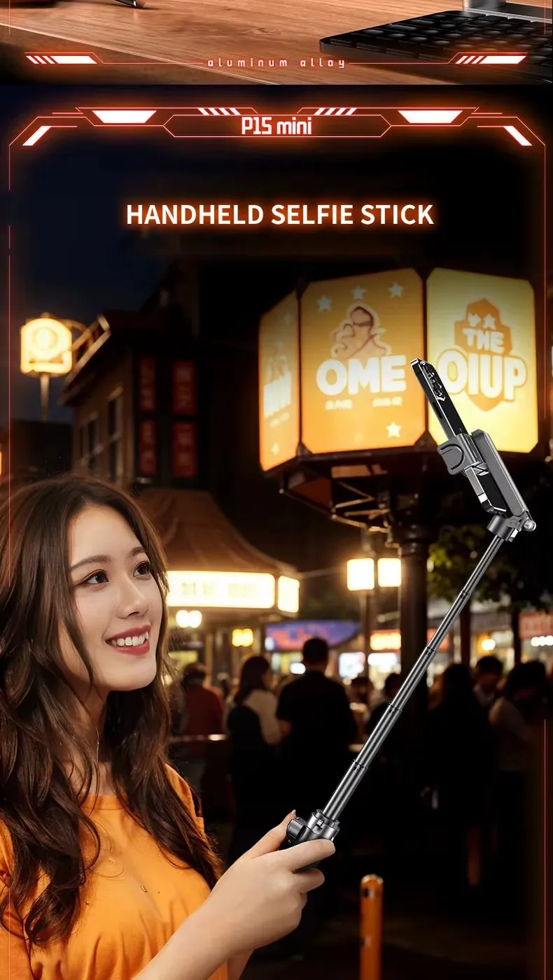 JC-25 Bluetooth Selfie Stick 360° Rotation Portable Mini 4 Leg Telescopic Stand with Wireless Remote for iPhone Android Phone Travel Vlog Photography