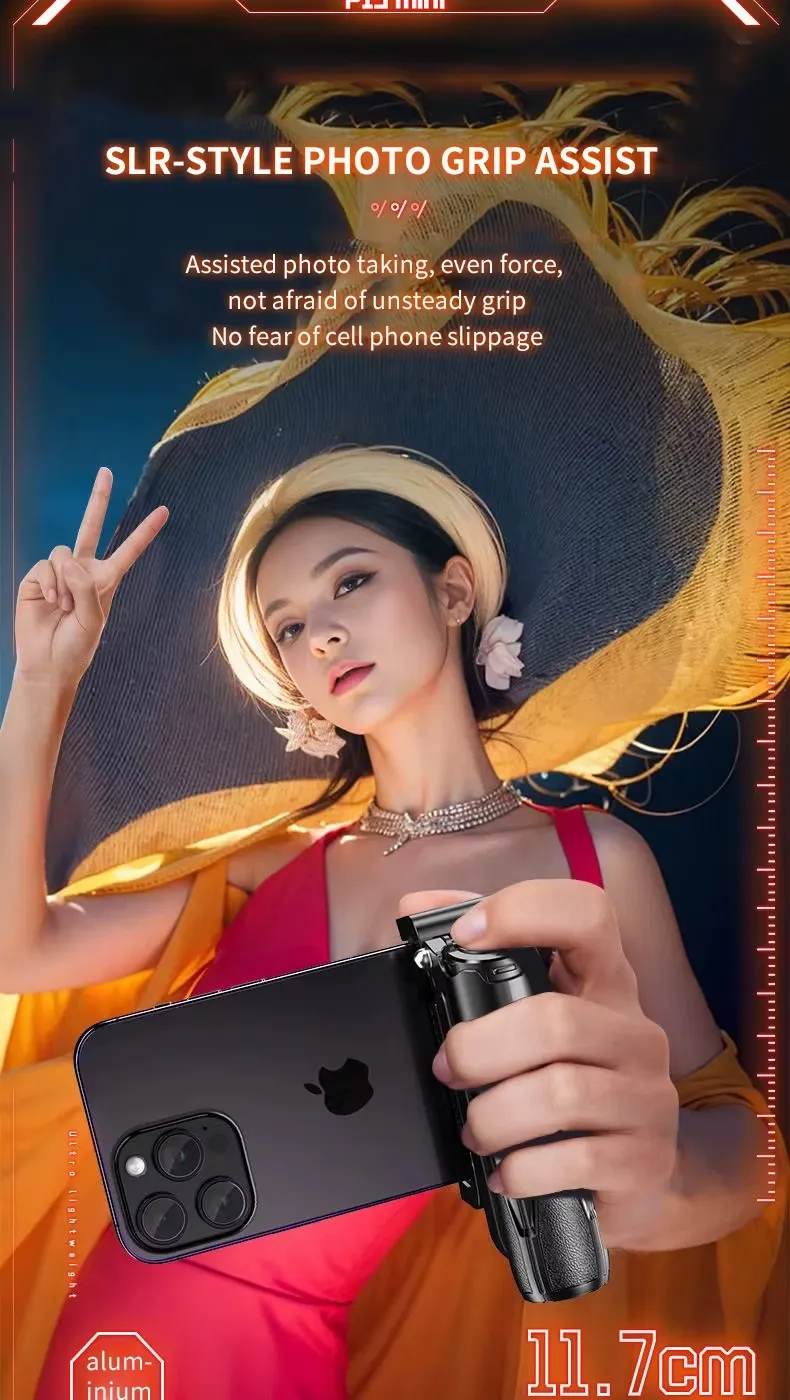 JC-25 Bluetooth Selfie Stick 360° Rotation Portable Mini 4 Leg Telescopic Stand with Wireless Remote for iPhone Android Phone Travel Vlog Photography
