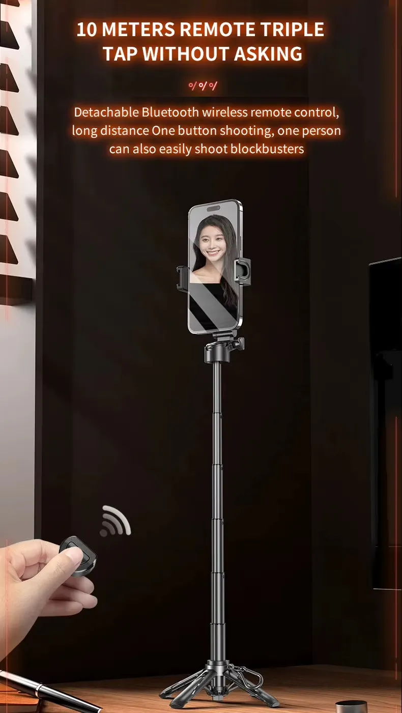 JC-25 Bluetooth Selfie Stick 360° Rotation Portable Mini 4 Leg Telescopic Stand with Wireless Remote for iPhone Android Phone Travel Vlog Photography