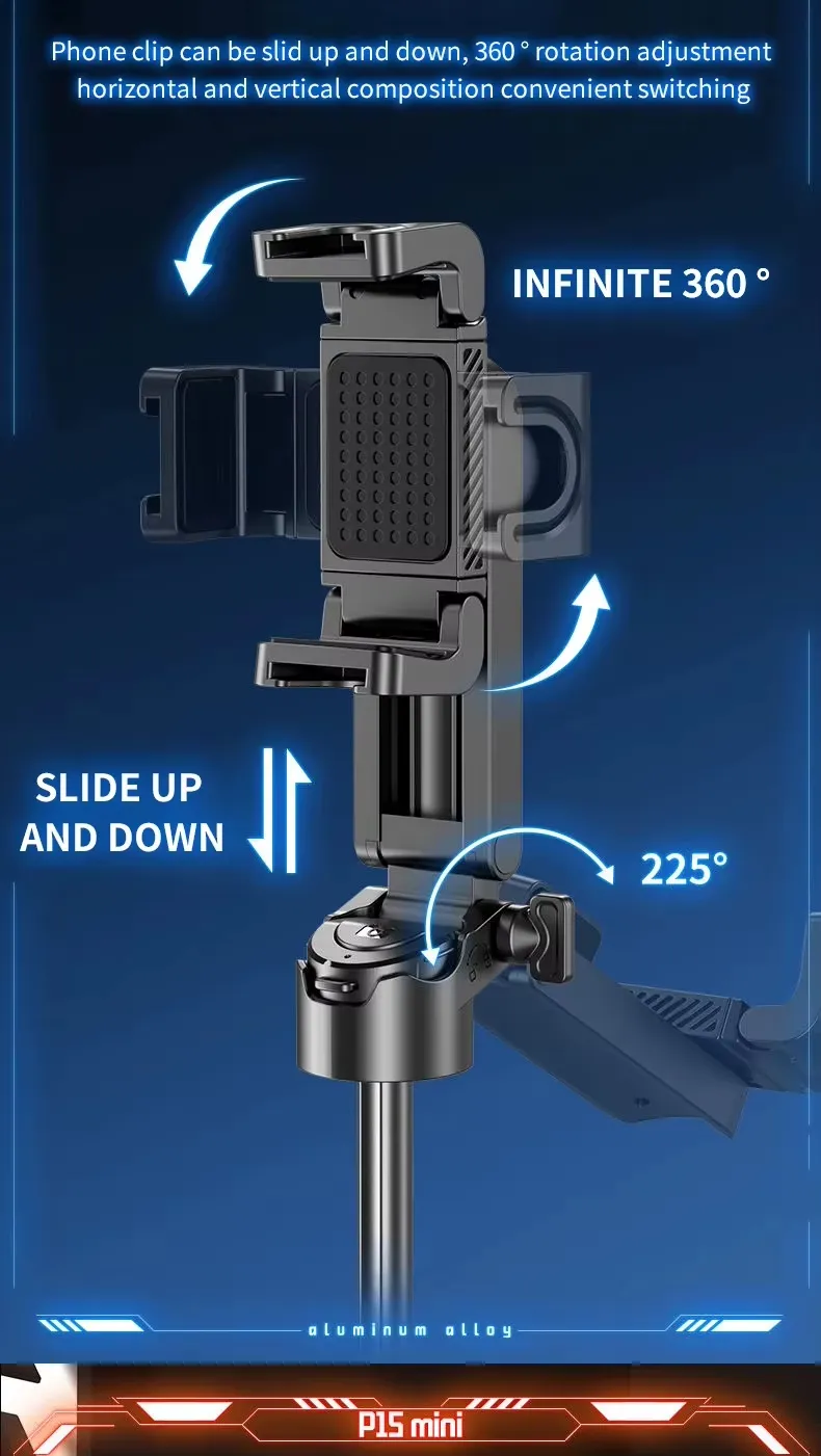 JC-25 Bluetooth Selfie Stick 360° Rotation Portable Mini 4 Leg Telescopic Stand with Wireless Remote for iPhone Android Phone Travel Vlog Photography