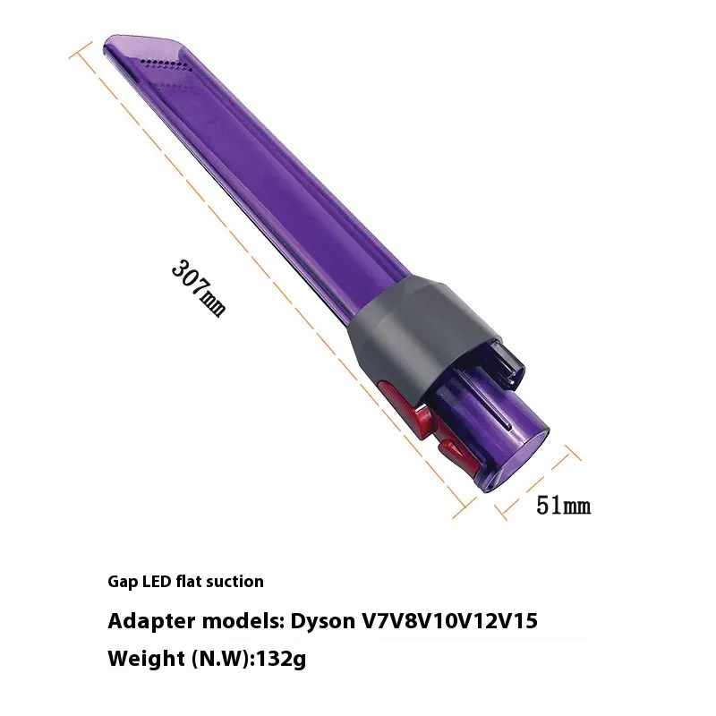 Vacuum Cleaner Crevice Nozzle Gap Suction Head LED Light Flat Suction forDyson V7 V8 V10 V15 Vacuum Cleaner Crevice Nozzle Gap Suction Head LED Light Flat Suction forDyson V7 V8 V10 V15