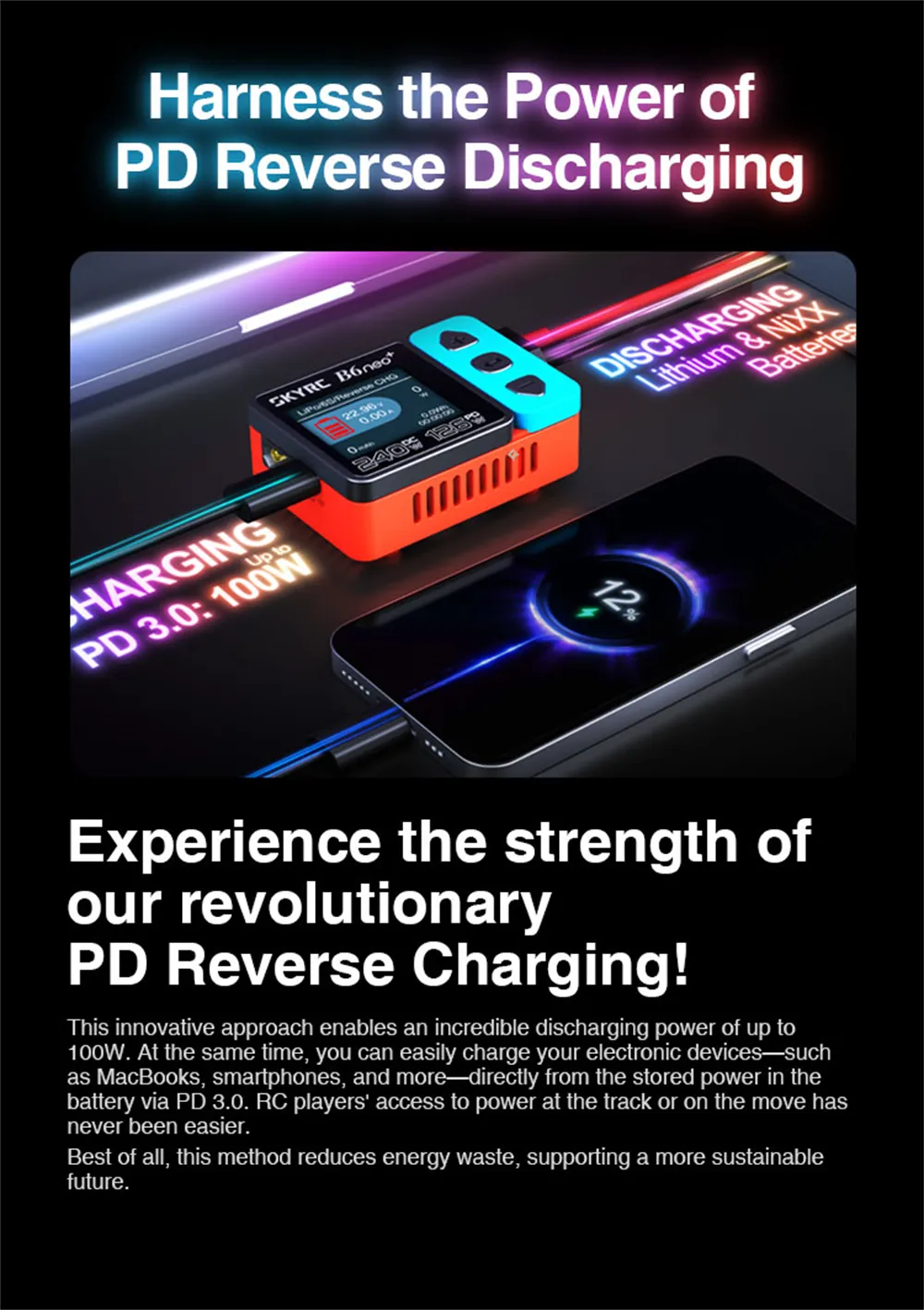 SkyRC B6neo+ DC 240W 10A PD 126W Multi-function Smart Charger for RC Aircraft Charge 1-6cells LiPo/LiFe/LiIon/LiHV 2-15cells NiMH/NiCd 3S/6S/12S Pb Battery