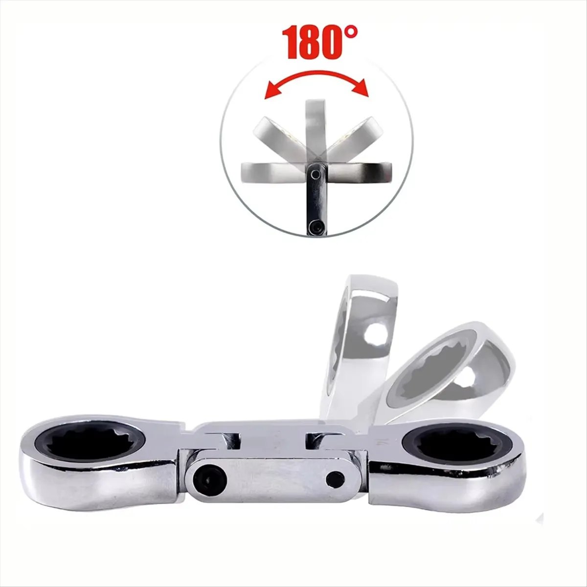 5-Piece Flex-Head Stubby Ratcheting Combination Wrench Set Mini Wrench Set Double Box End Flex-Head Mini Spanner Set