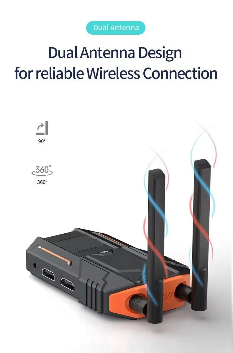Lemorele R100 Plus Wireless HD Extender kit 200M 1080P 60Hz Transmitter and Receiver 5G Low Latency 0.01s for Laptop Camera PC Projector To TV
